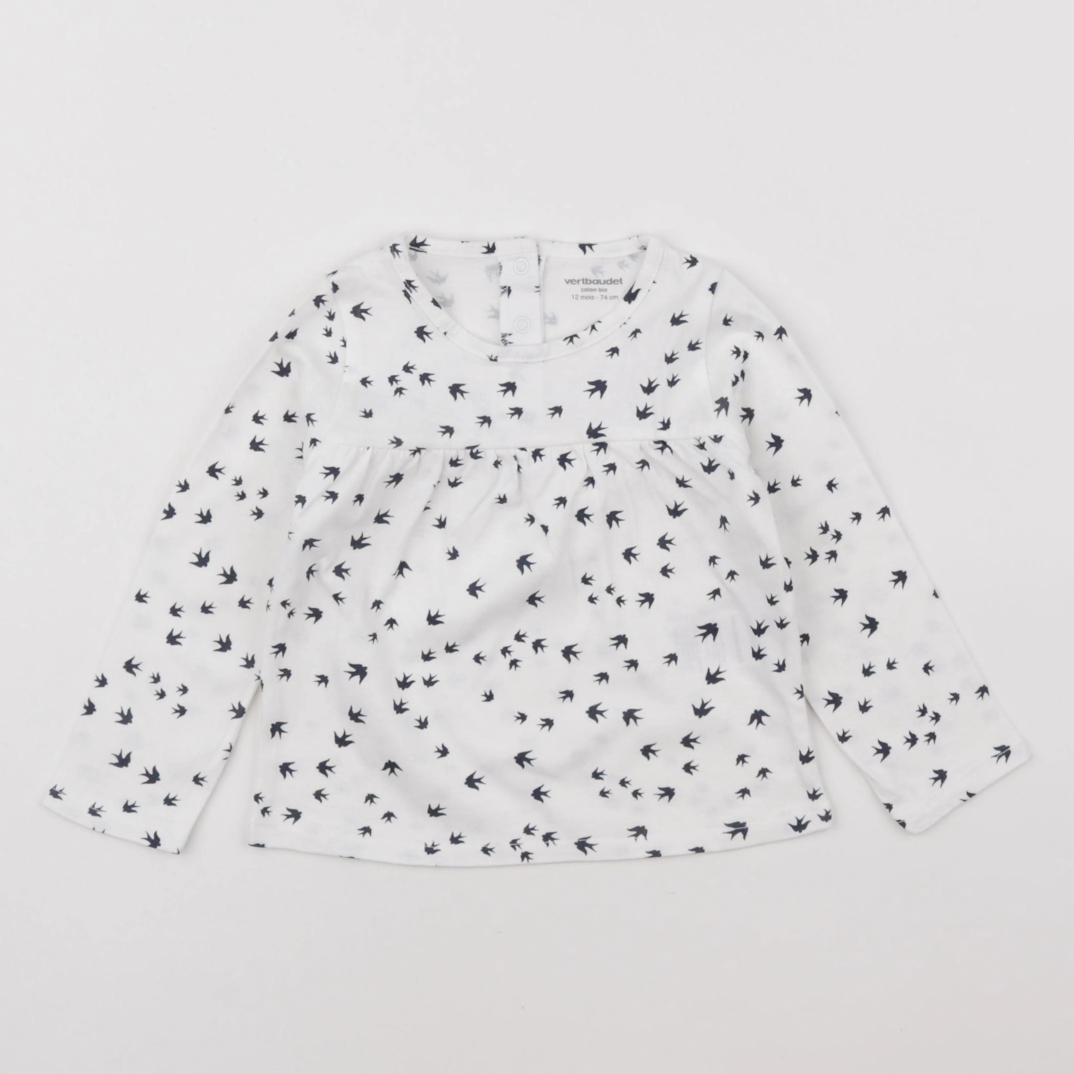 Vertbaudet - tee-shirt bleu, blanc - 12 mois