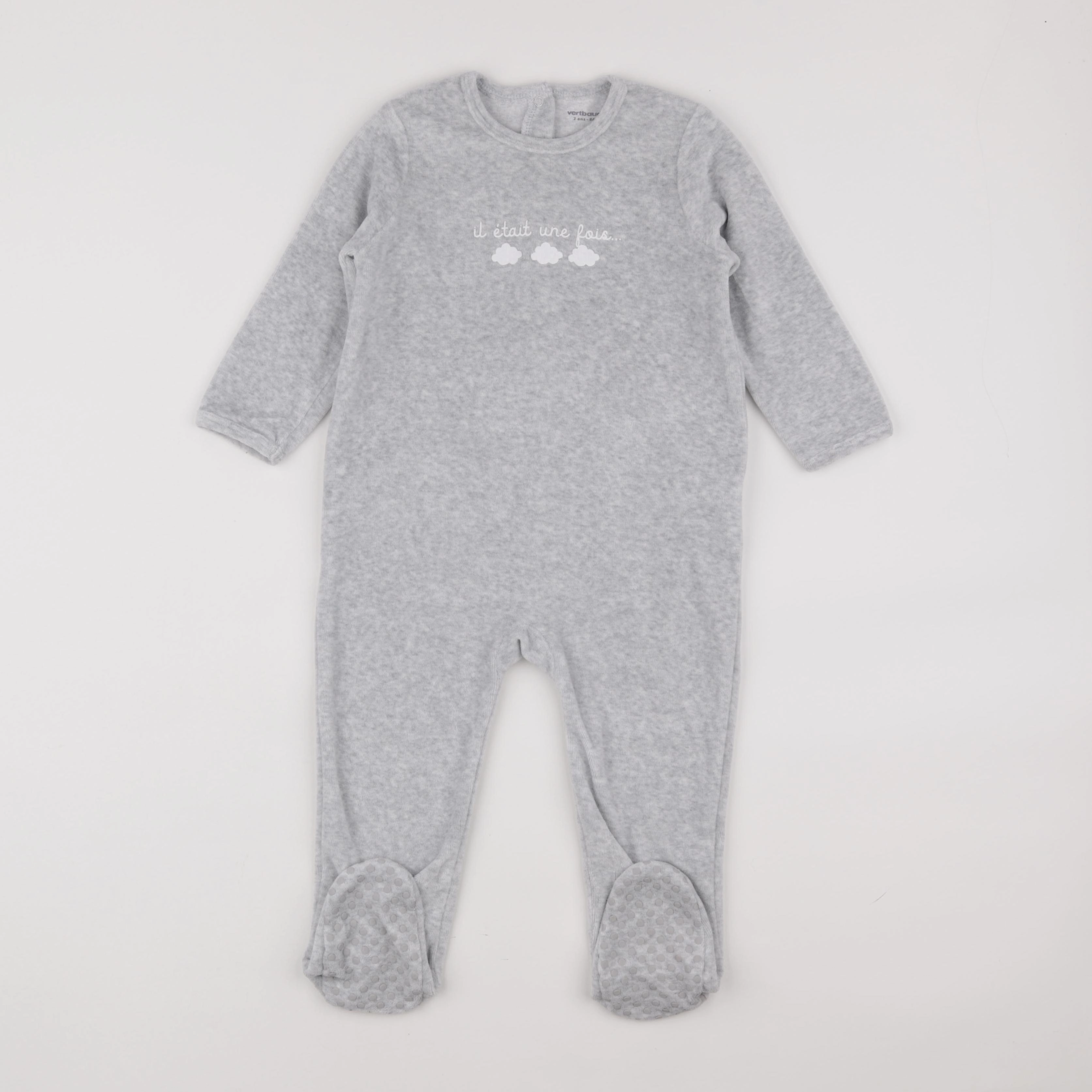 Vertbaudet - pyjama velours gris - 2 ans