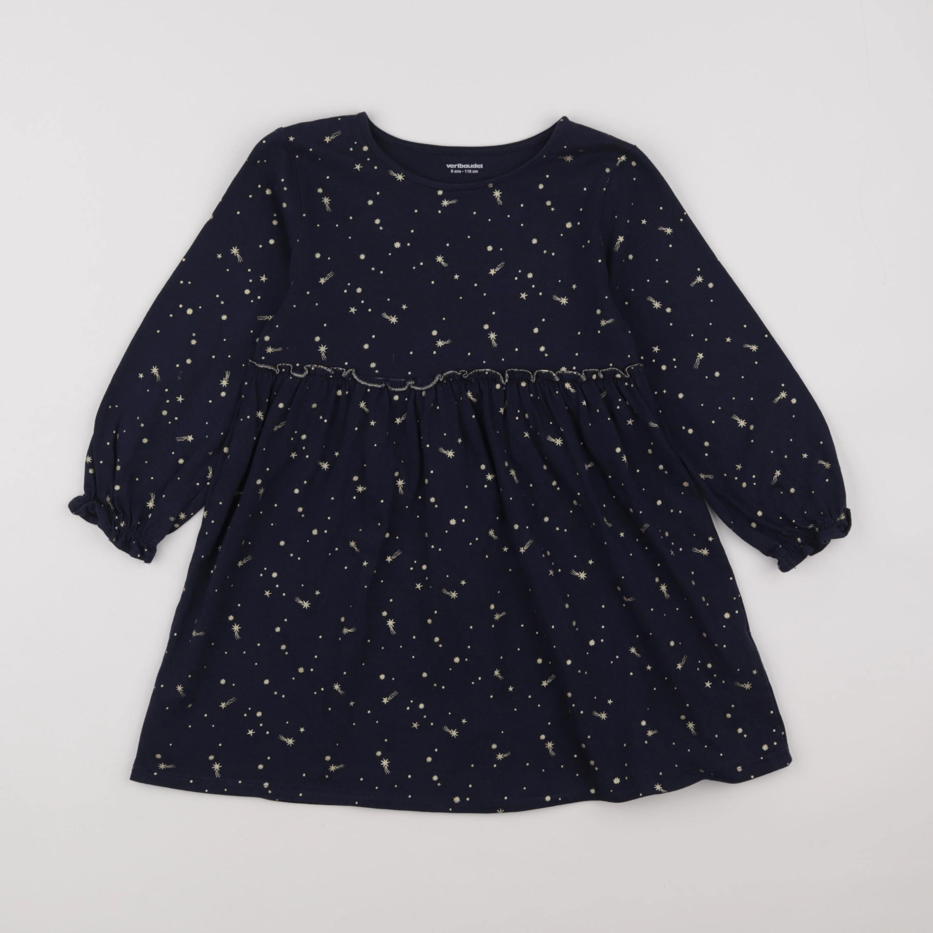 Vertbaudet - robe bleu, or - 6 ans