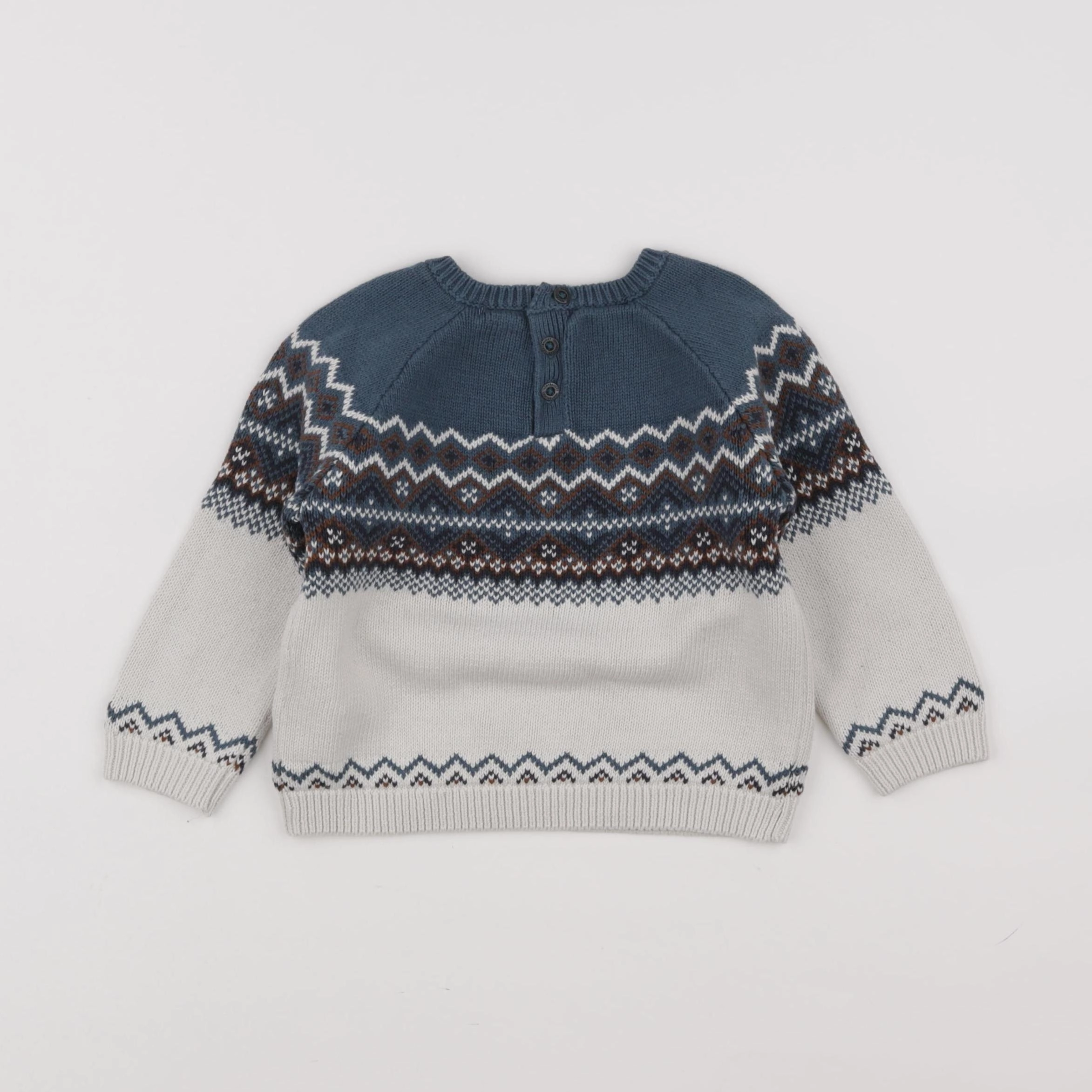 Vertbaudet - pull bleu, beige - 2 ans