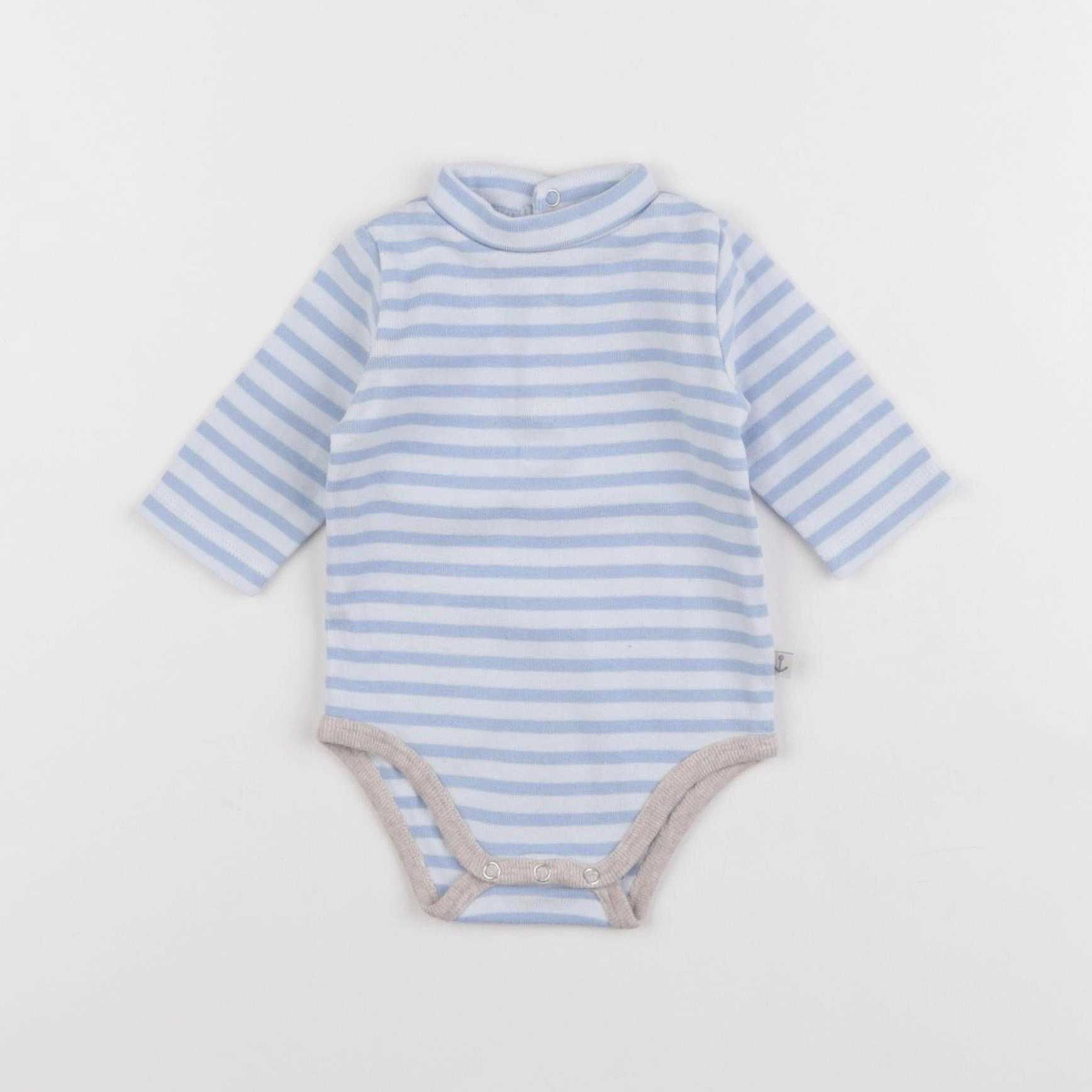 Jacadi - body à col blanc, bleu - 1 mois