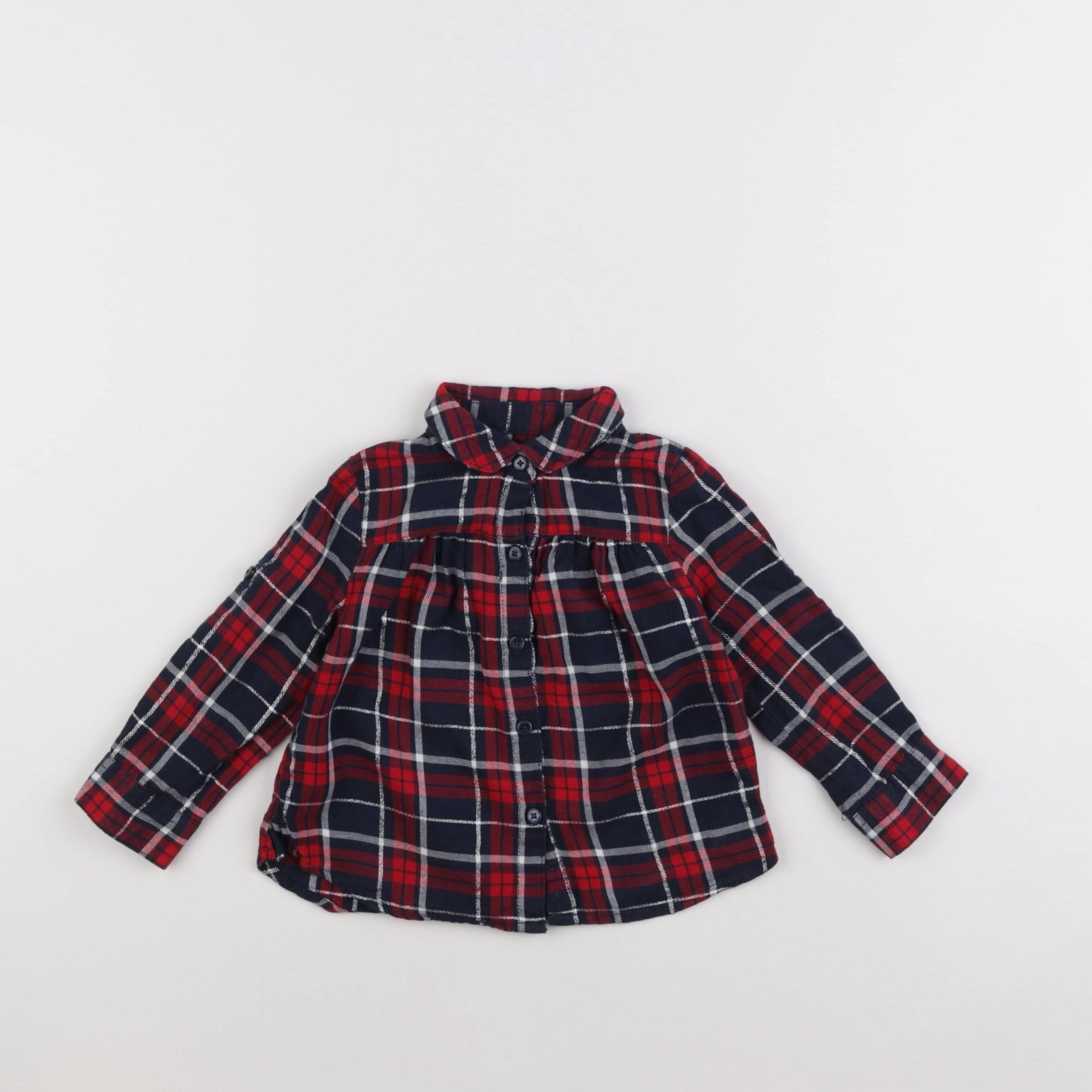 Vertbaudet - blouse bleu, rouge - 2 ans