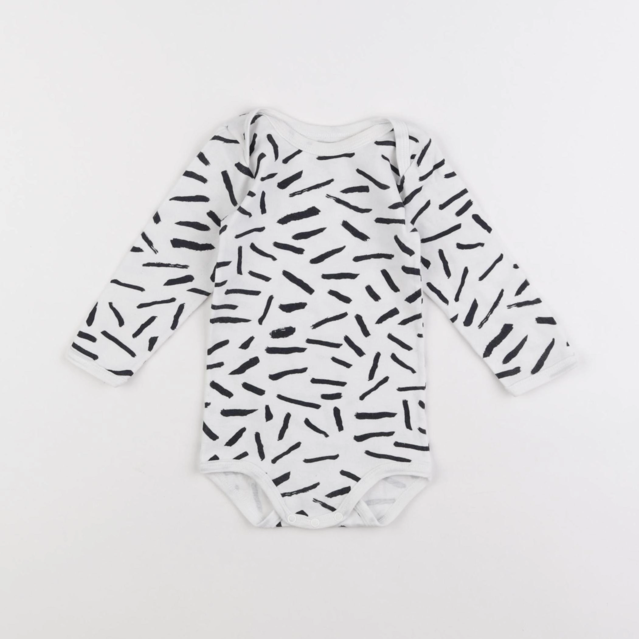 Petit Bateau - body blanc, noir - 12 mois