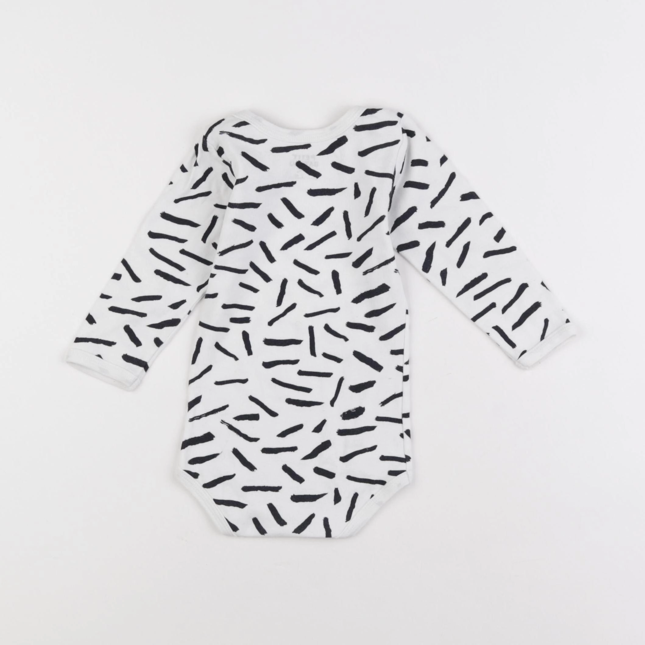 Petit Bateau - body blanc, noir - 12 mois