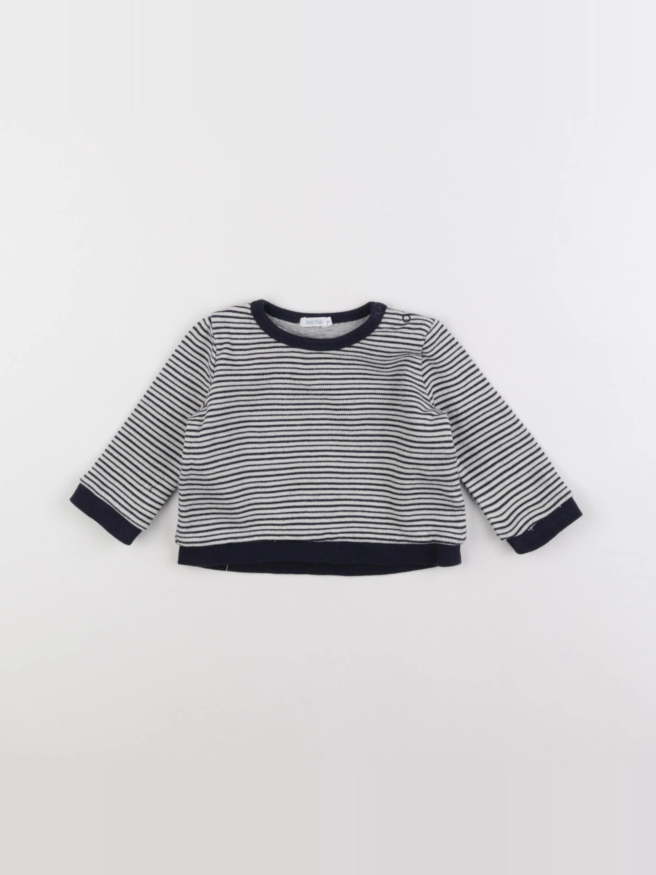 Boutchou - pull bleu, blanc - 9 mois