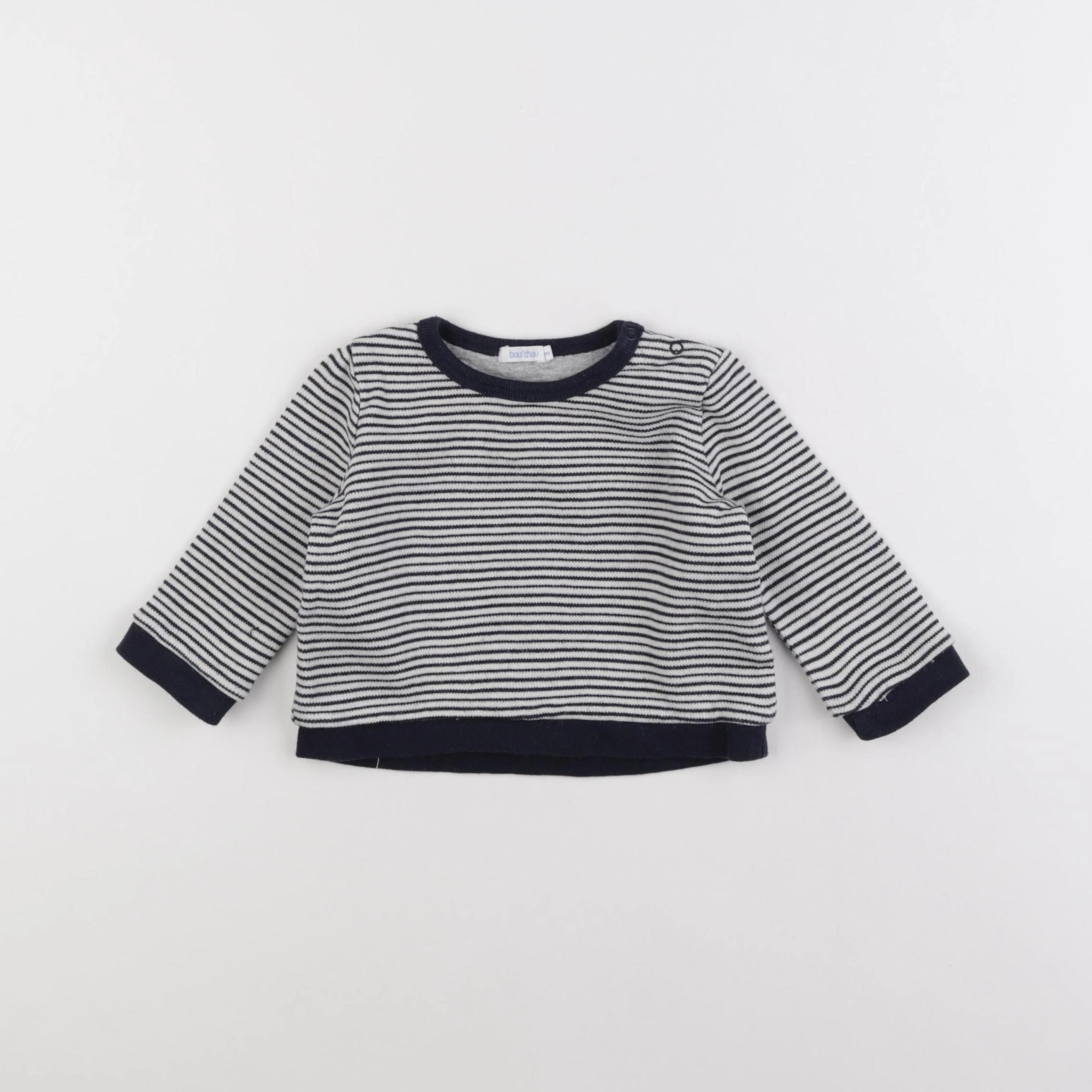 Boutchou - pull bleu, blanc - 9 mois