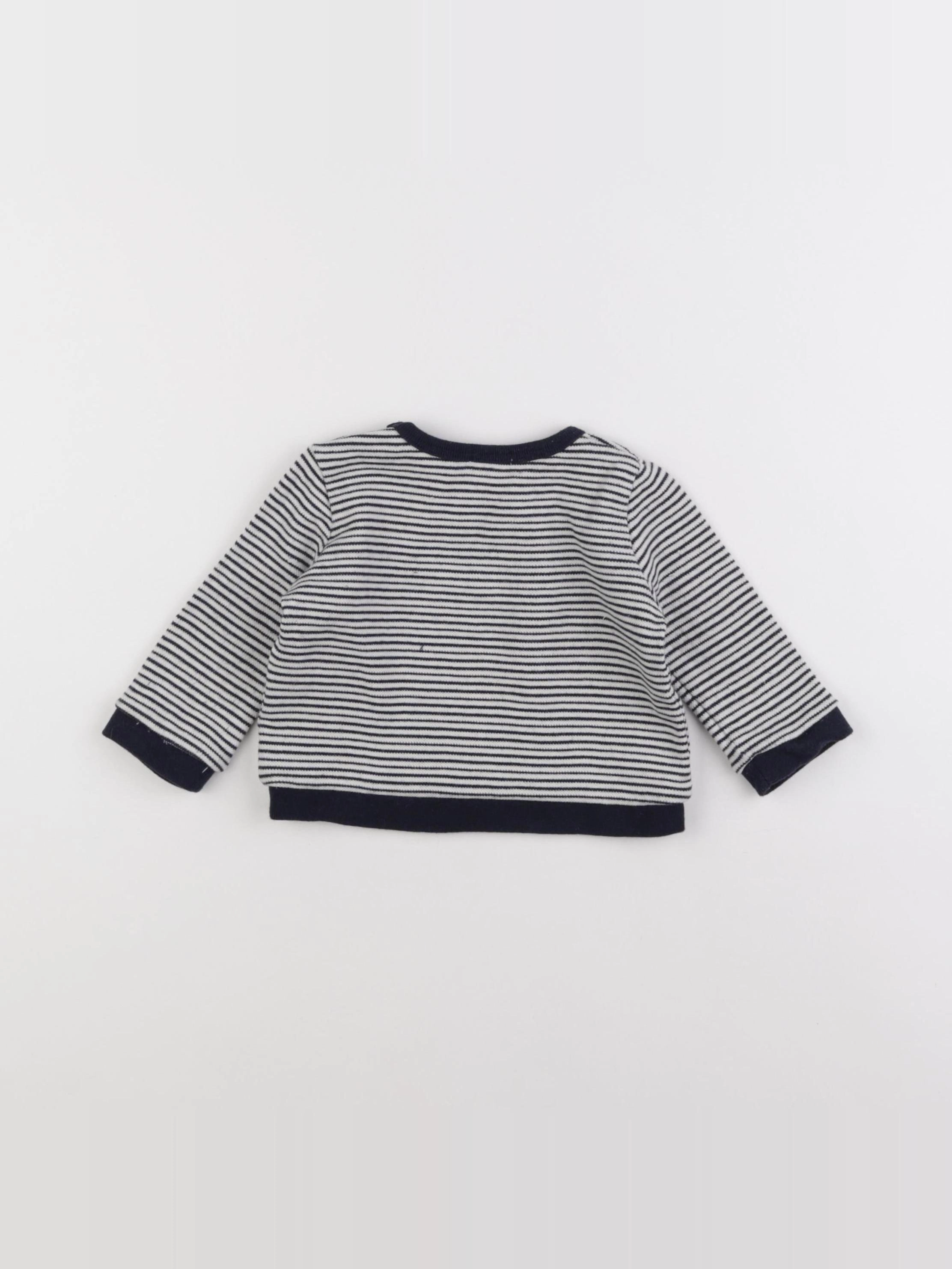 Boutchou - pull bleu, blanc - 9 mois