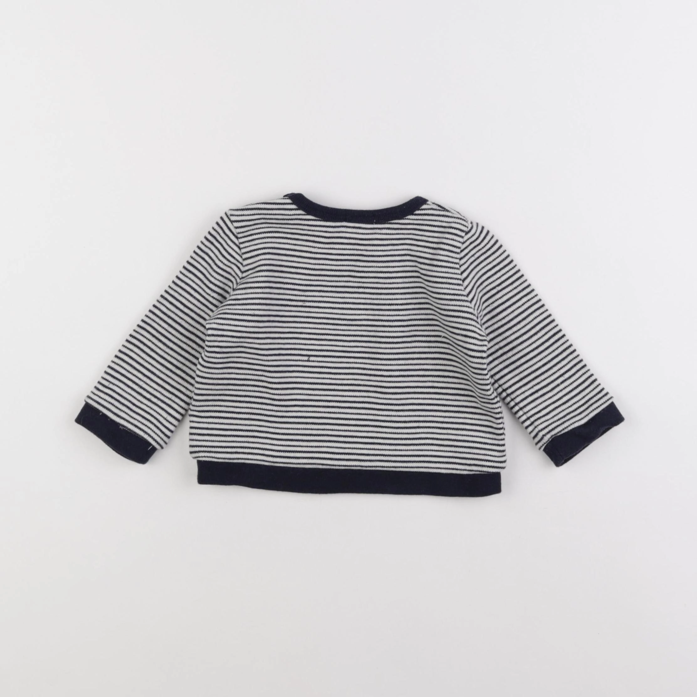 Boutchou - pull bleu, blanc - 9 mois
