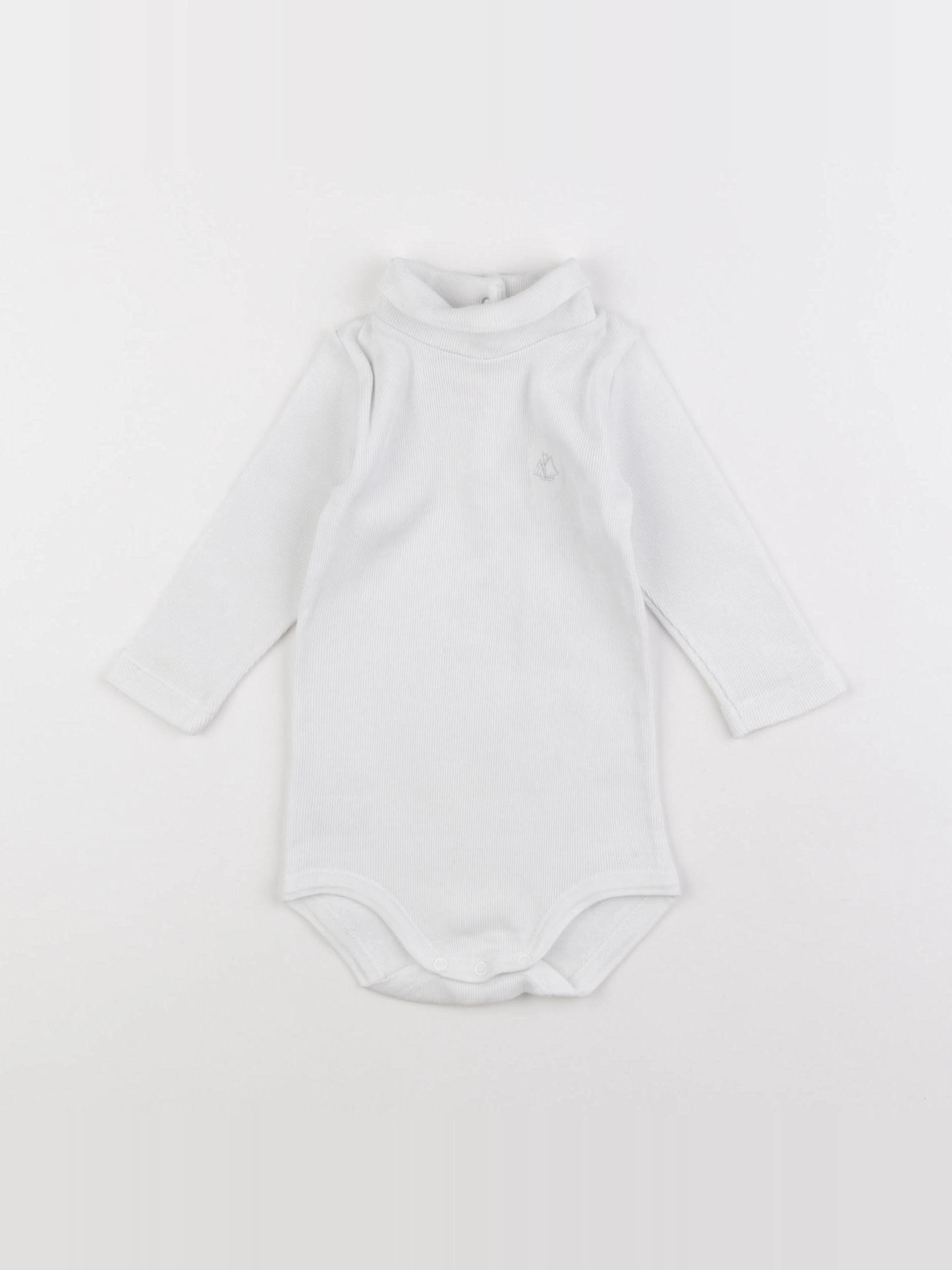 Petit Bateau - body à col blanc - 6 mois