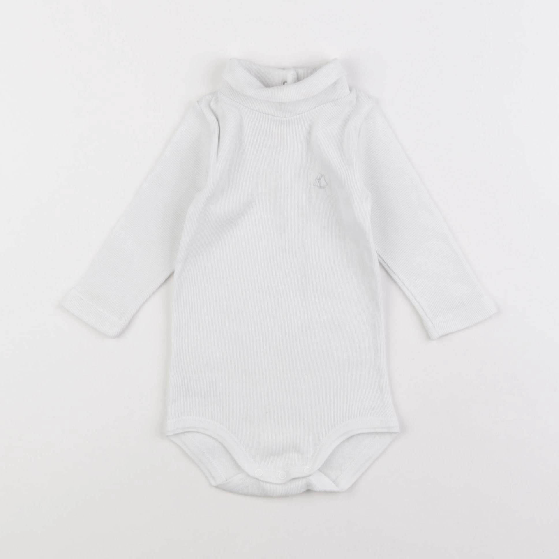 Petit Bateau - body à col blanc - 6 mois