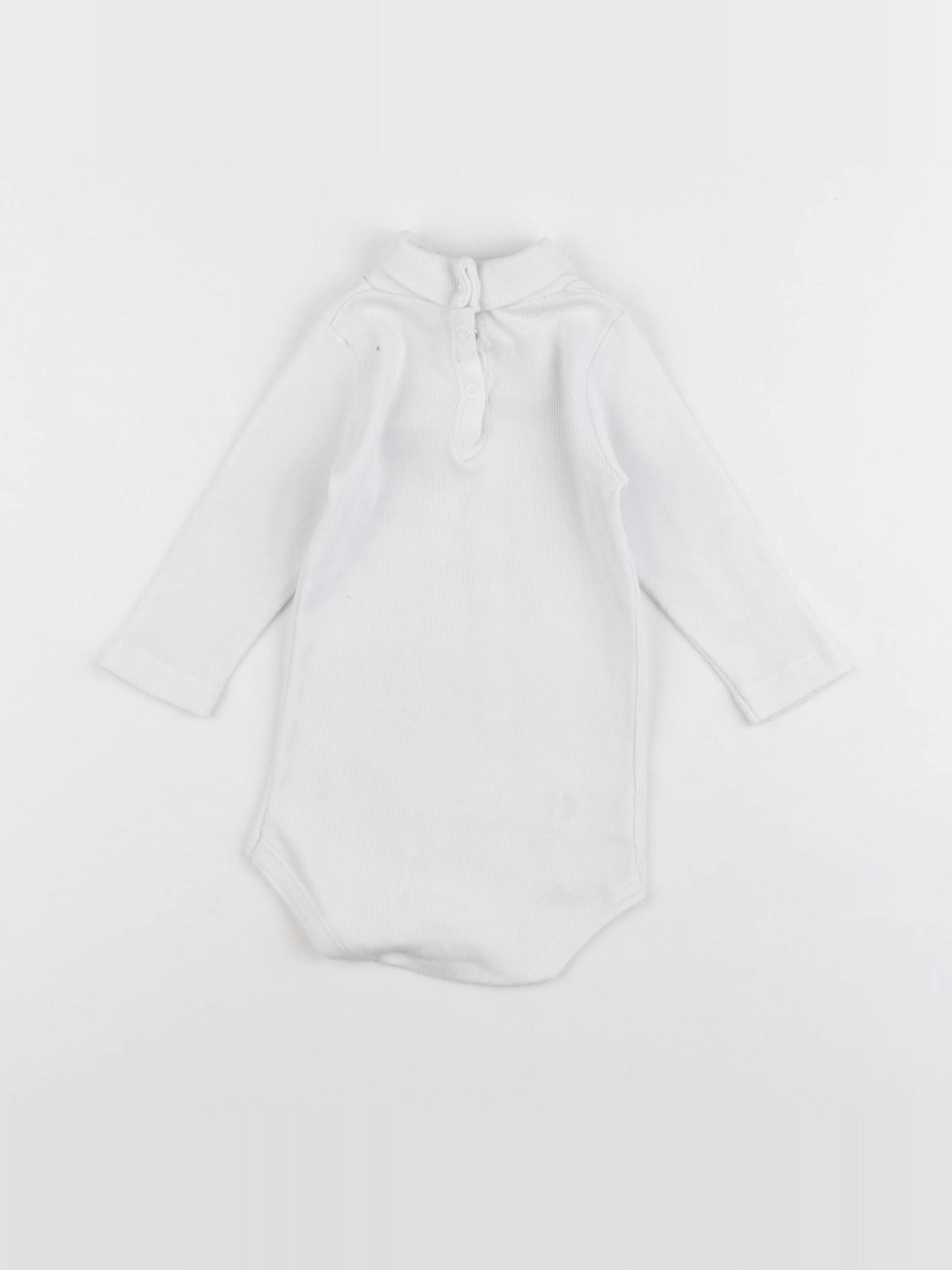 Petit Bateau - body à col blanc - 6 mois