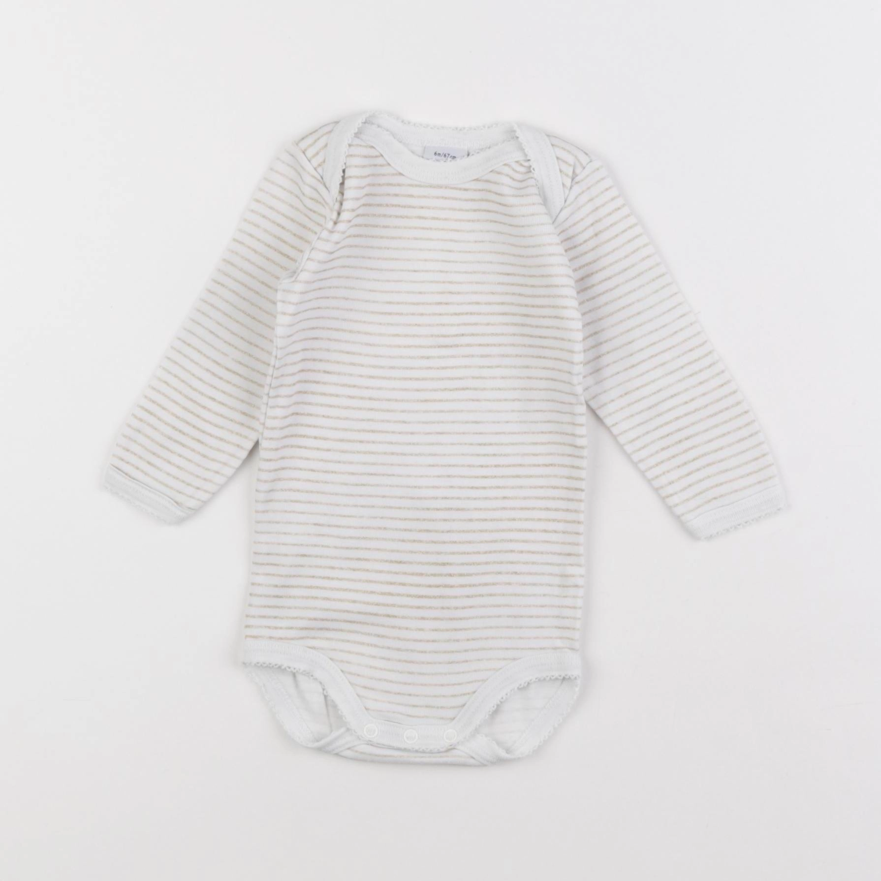 Petit Bateau - body blanc, or - 6 mois