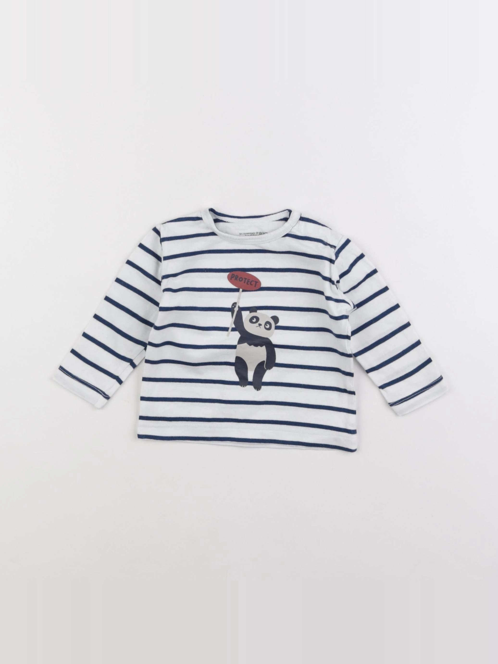 Boutchou - tee-shirt bleu, blanc - 6 mois