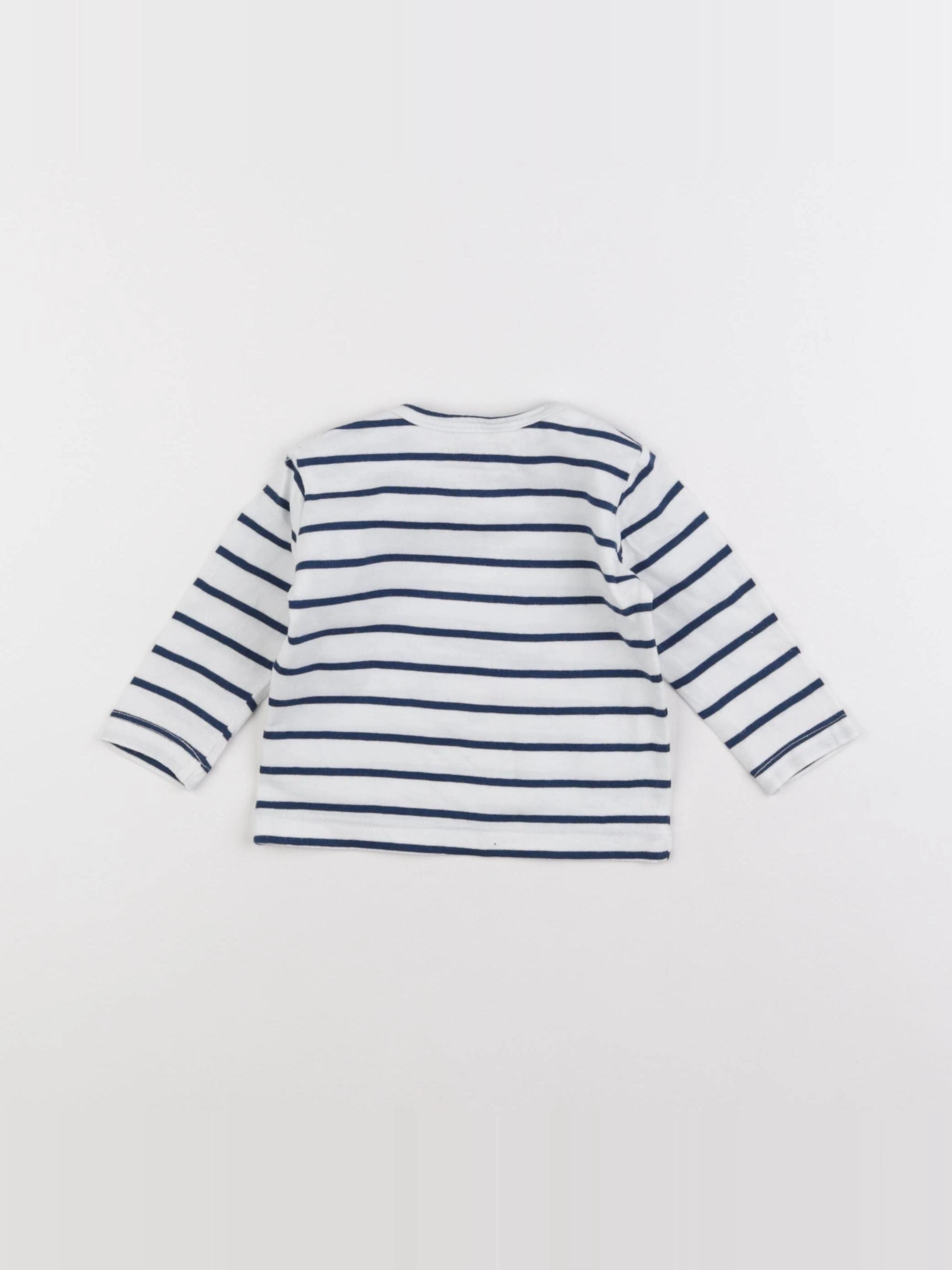 Boutchou - tee-shirt bleu, blanc - 6 mois