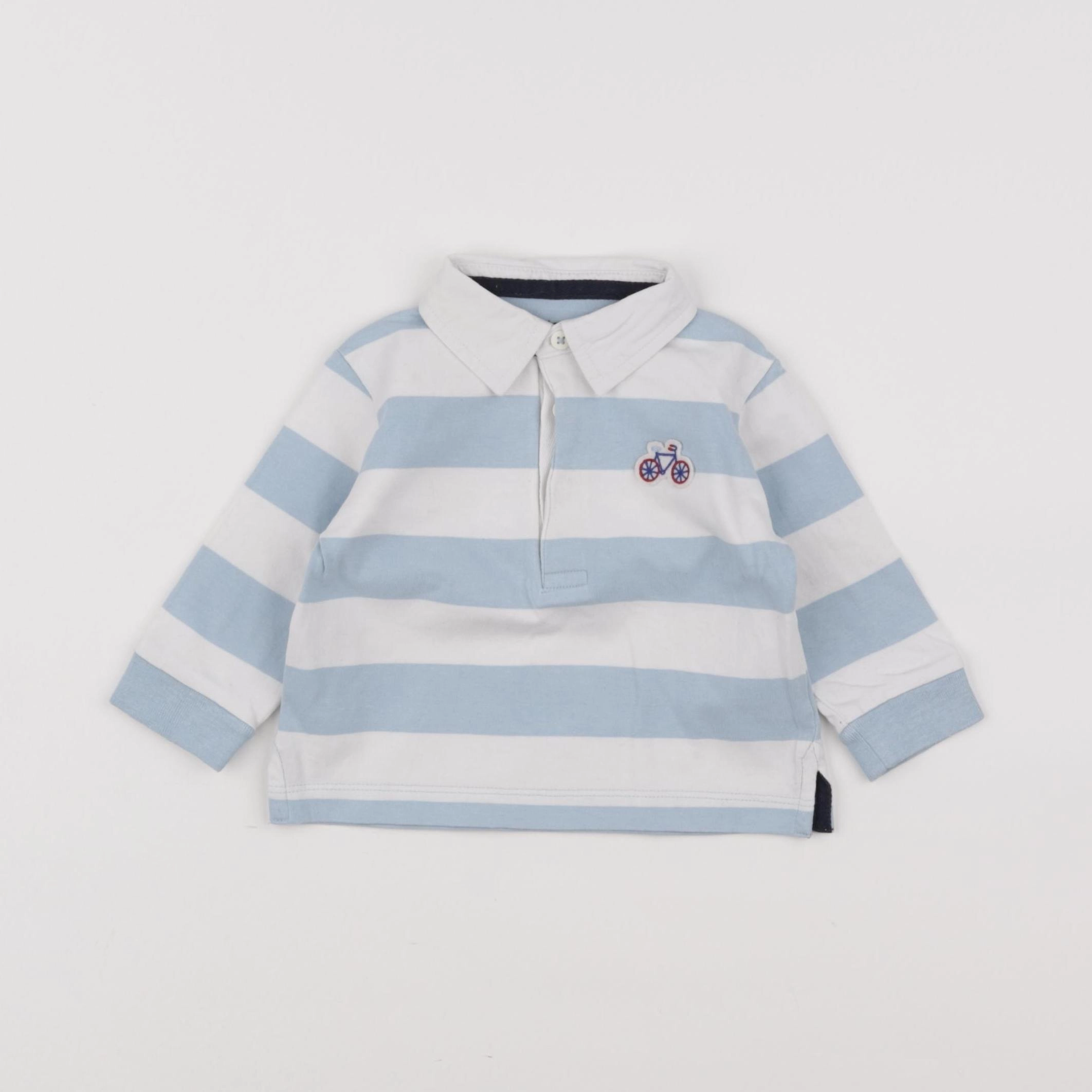 Boutchou - polo blanc, bleu - 6 mois