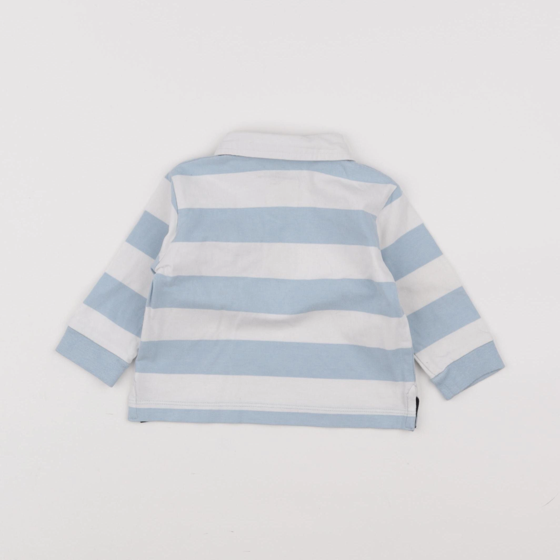 Boutchou - polo blanc, bleu - 6 mois