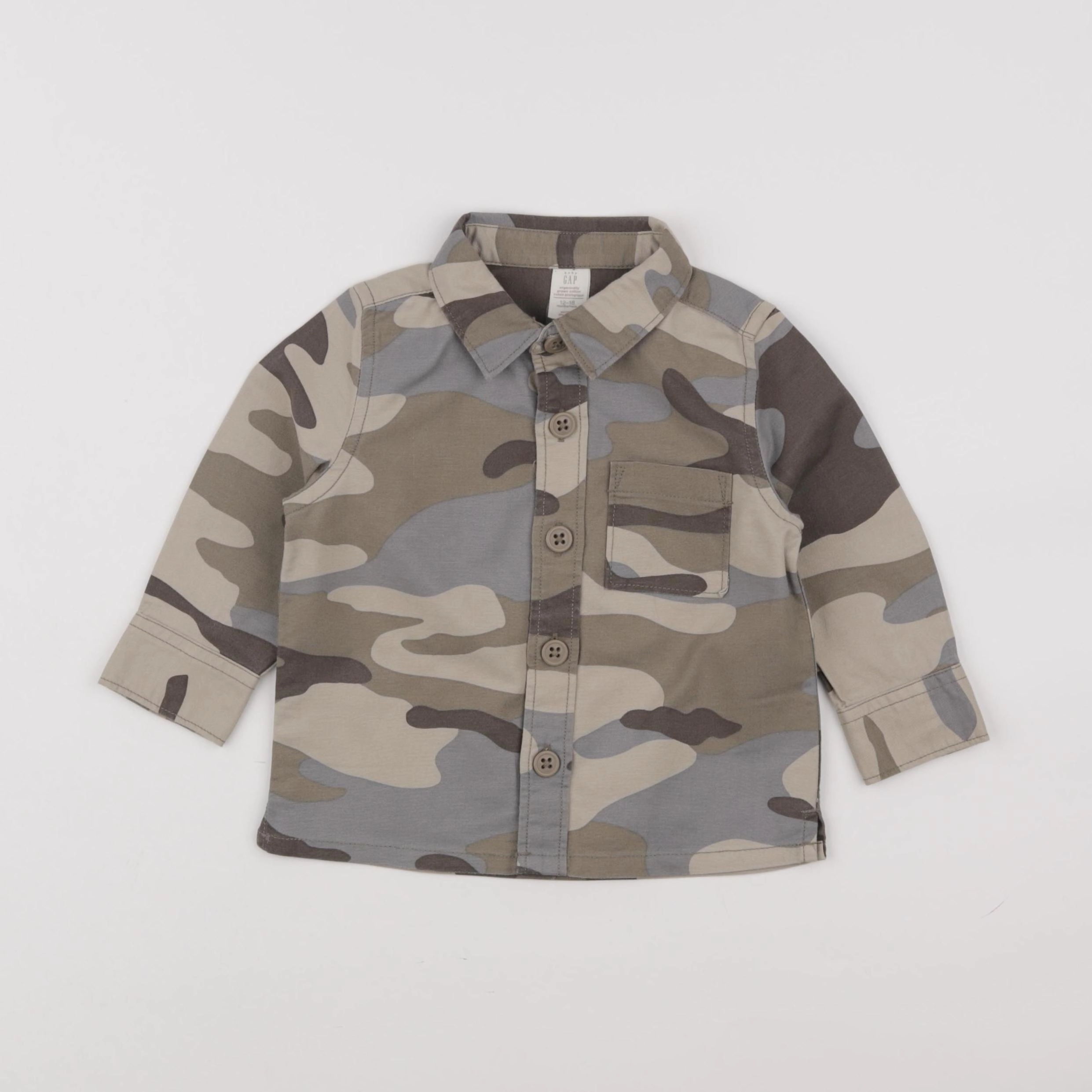 GAP - chemise beige, gris - 12/18 mois