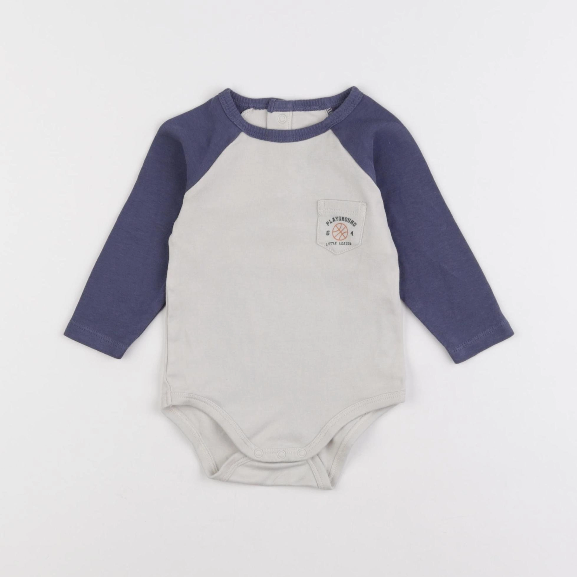 Vertbaudet - body blanc, bleu - 12 mois