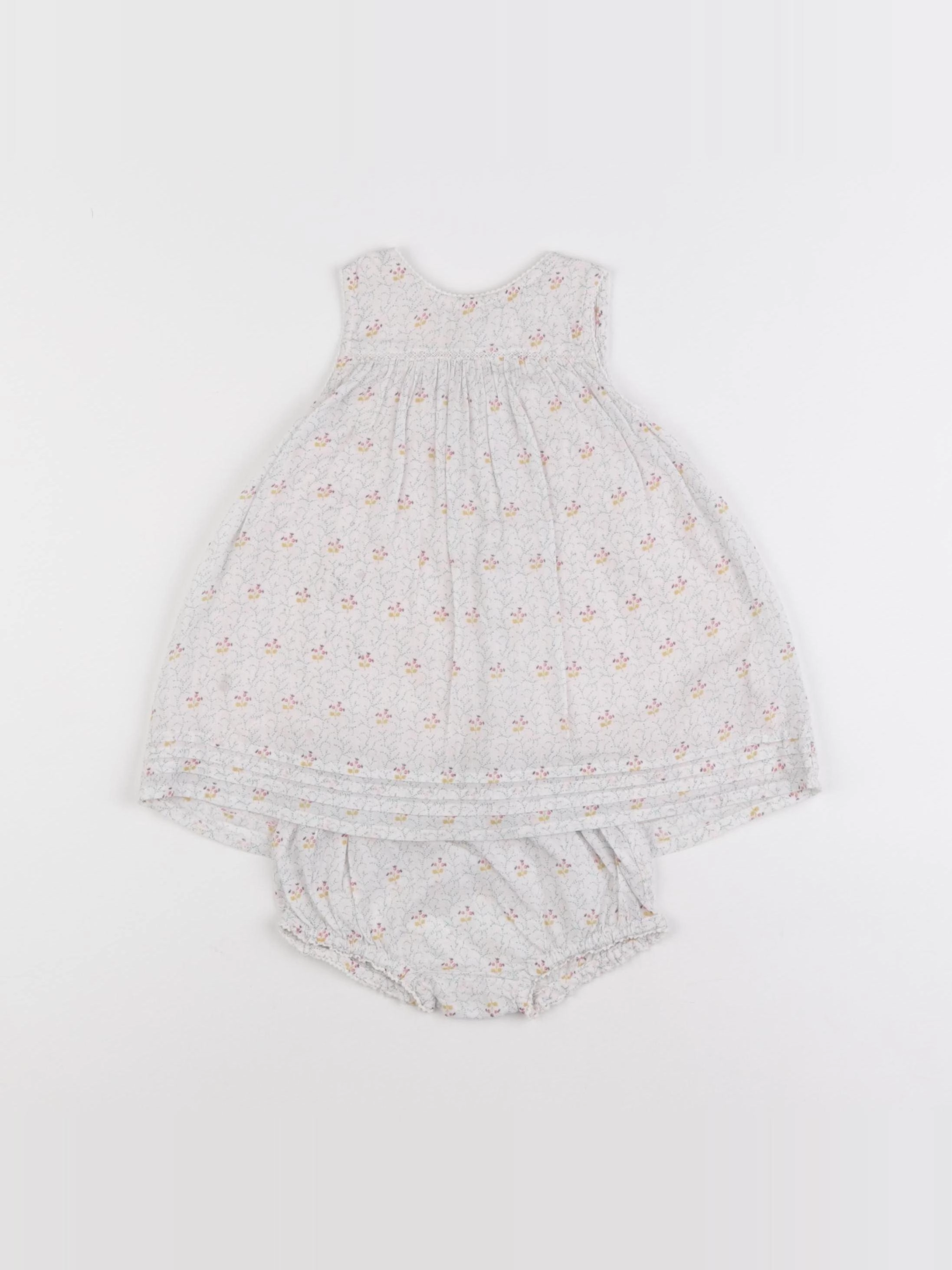 Boutchou - robe blanc, bleu - 3 mois