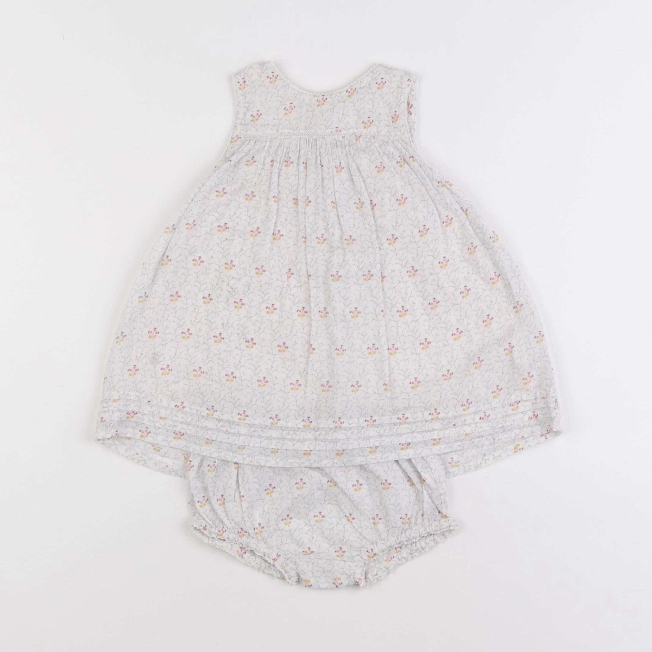Boutchou - robe blanc, bleu - 3 mois