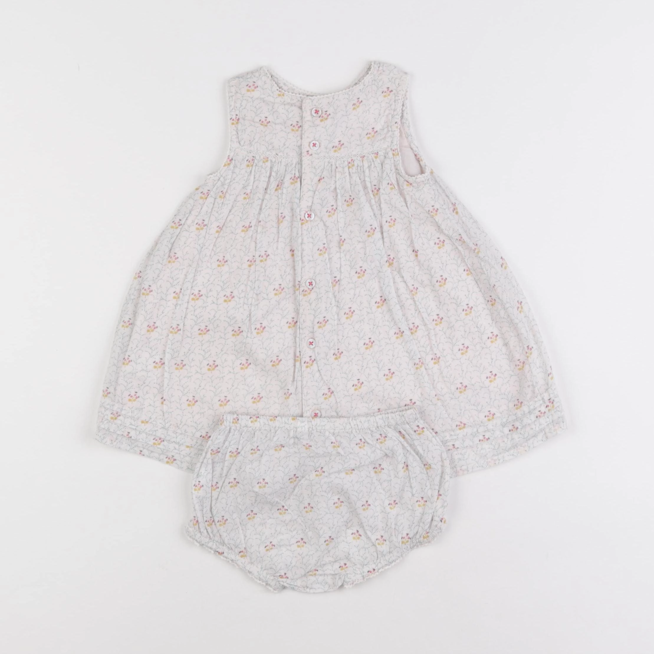 Boutchou - robe blanc, bleu - 3 mois