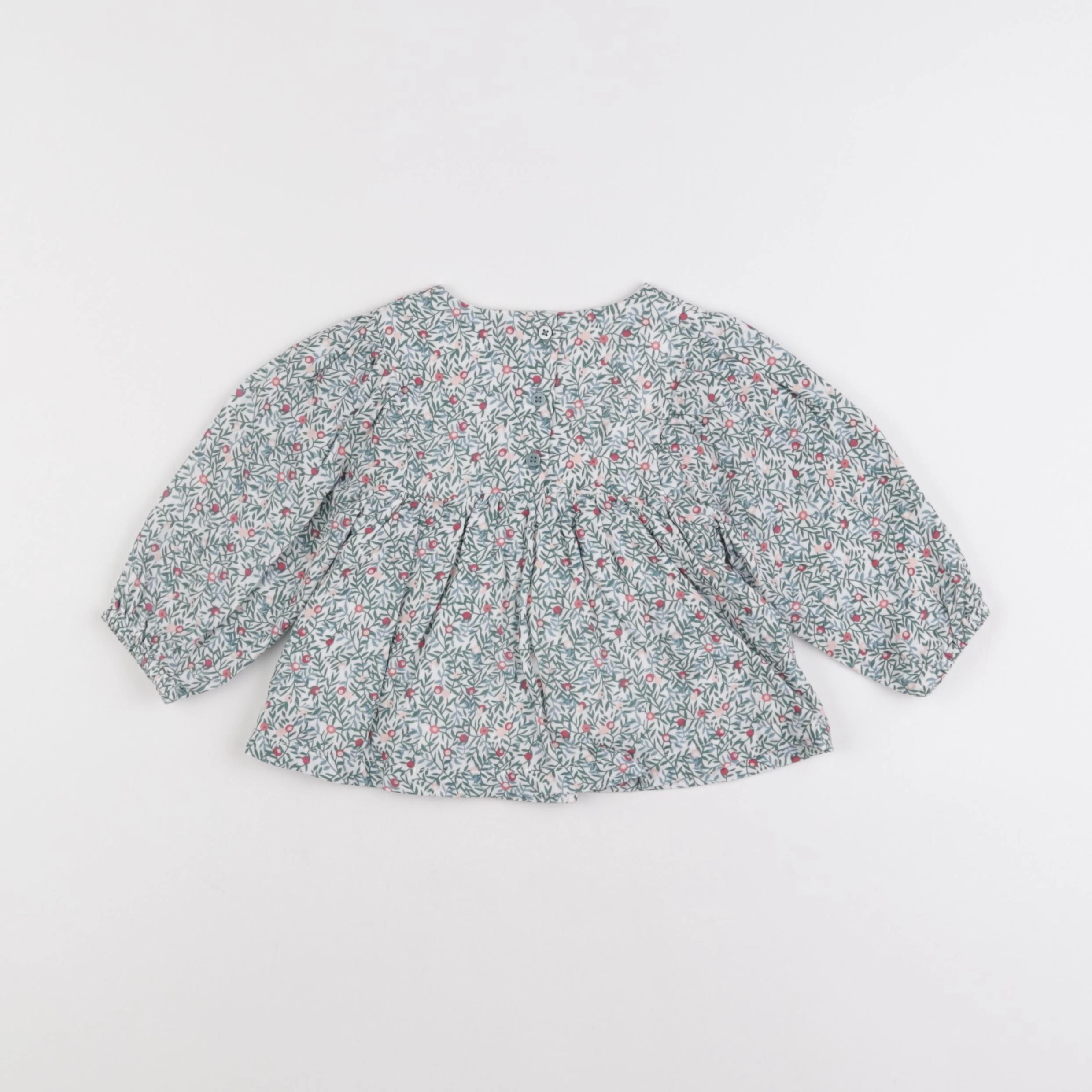 Vertbaudet - blouse vert, blanc - 12 mois