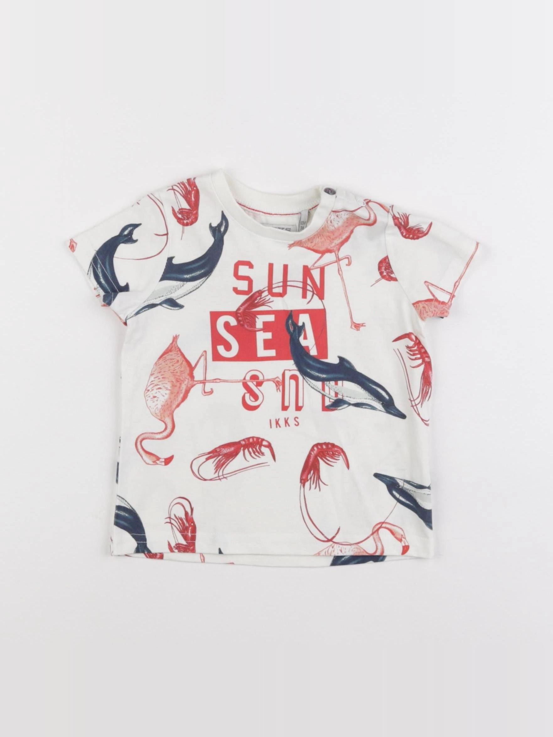 IKKS - tee-shirt blanc, rouge - 12 mois