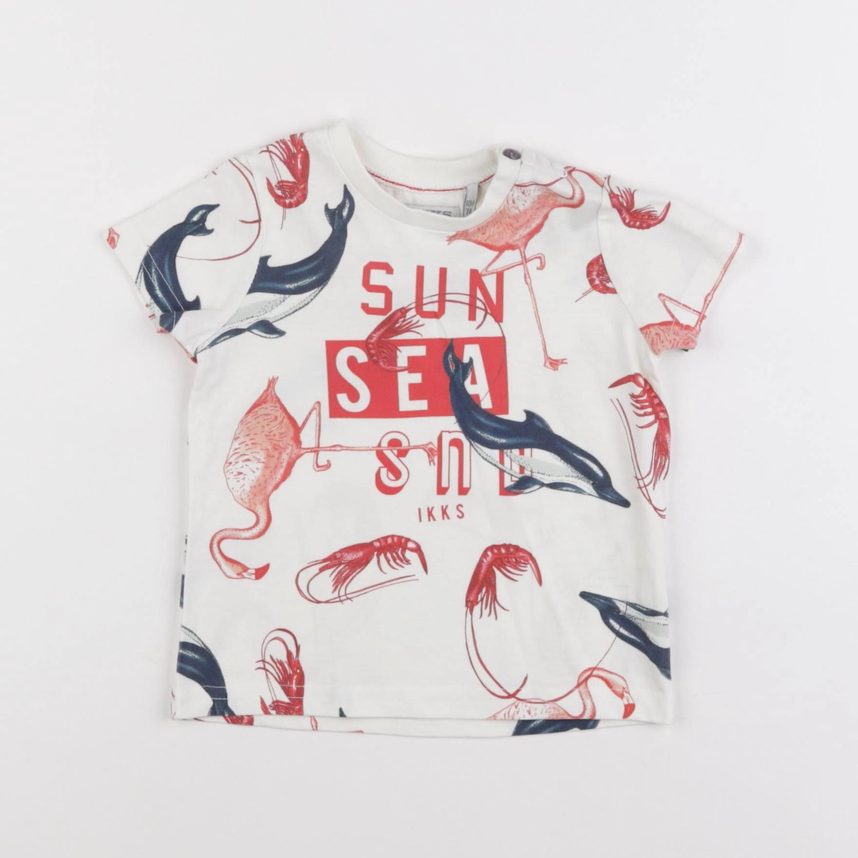 IKKS - tee-shirt blanc, rouge - 12 mois