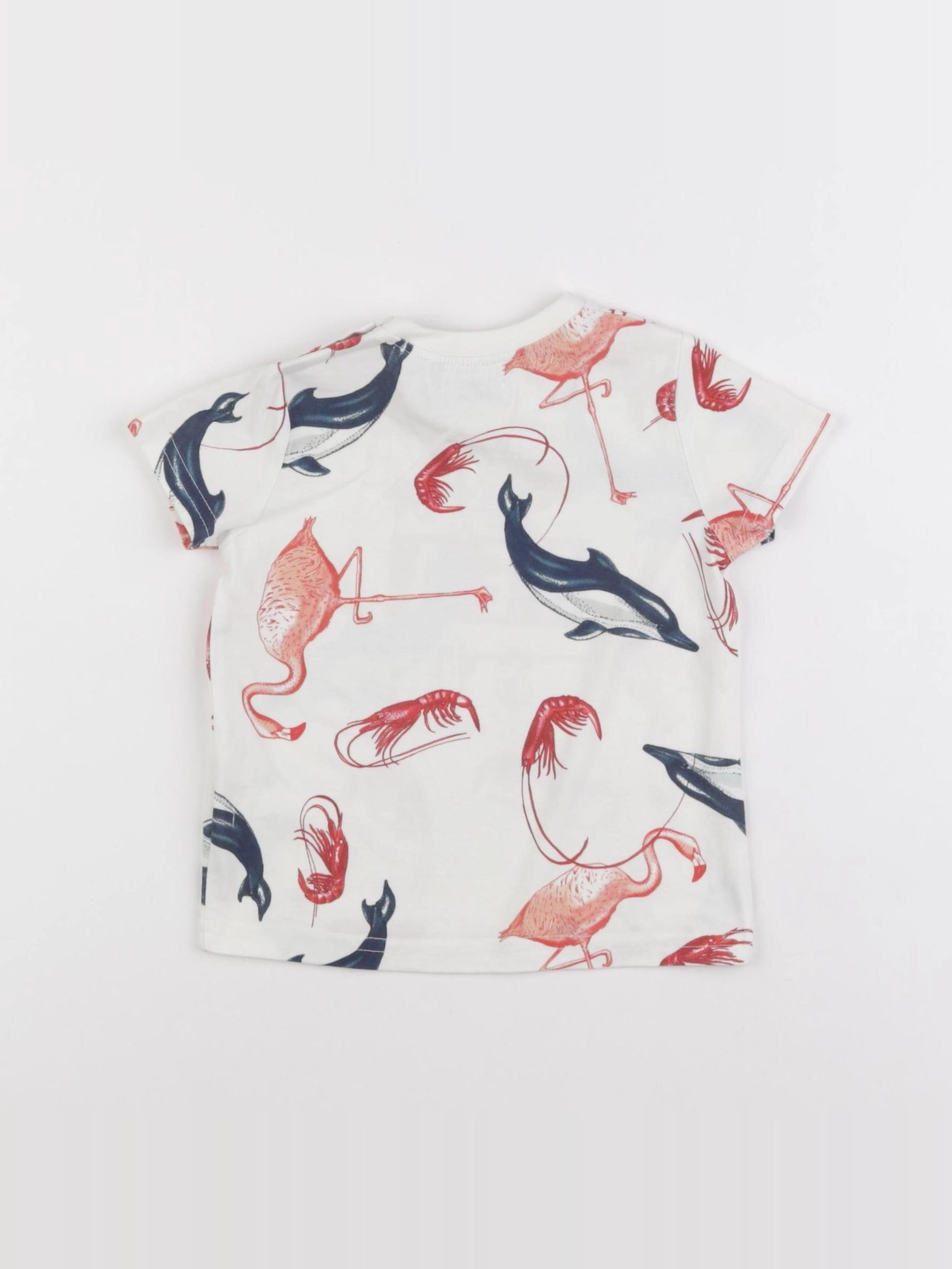 IKKS - tee-shirt blanc, rouge - 12 mois
