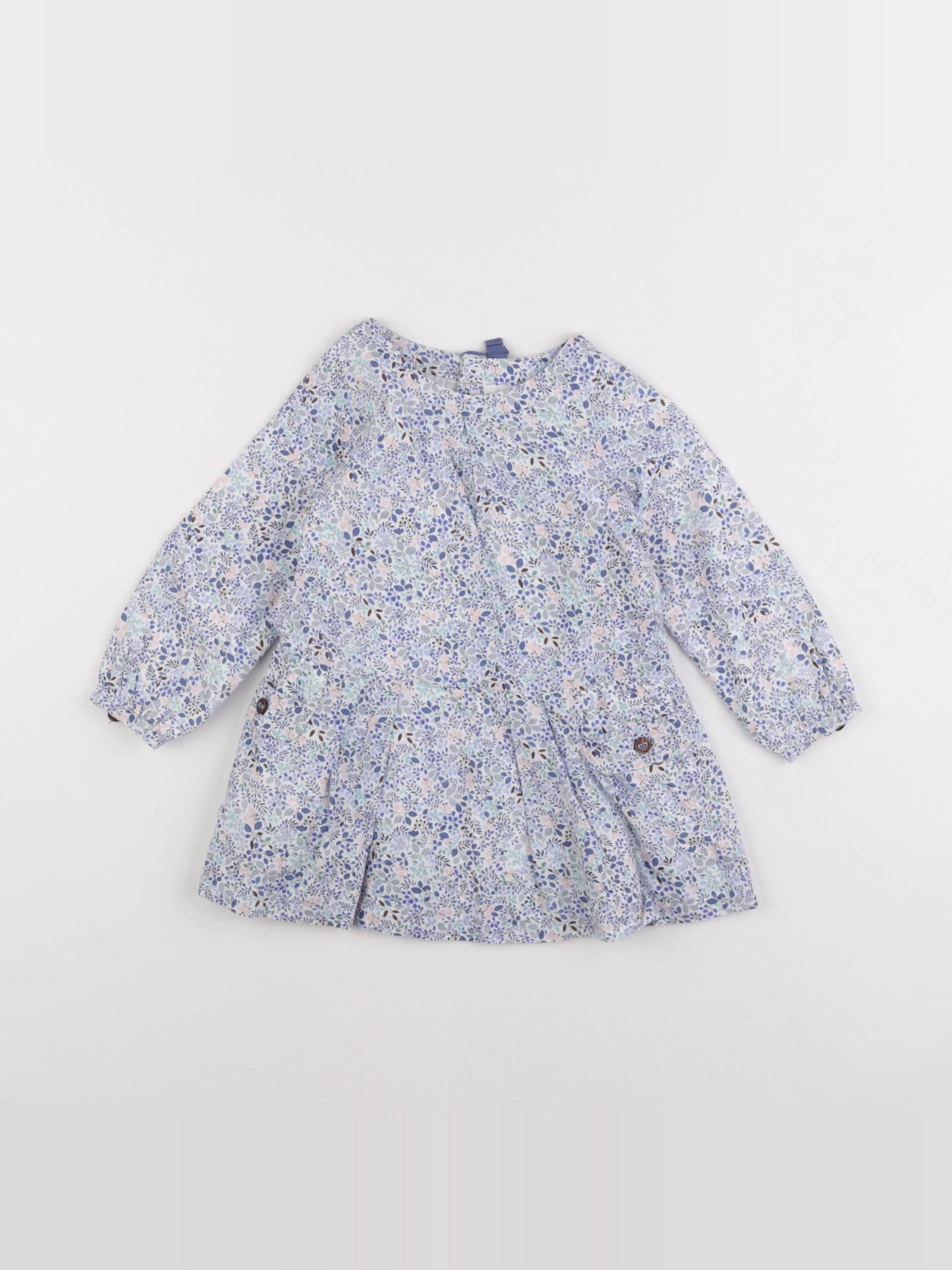 Jacadi - robe liberty blanc, bleu - 12 mois