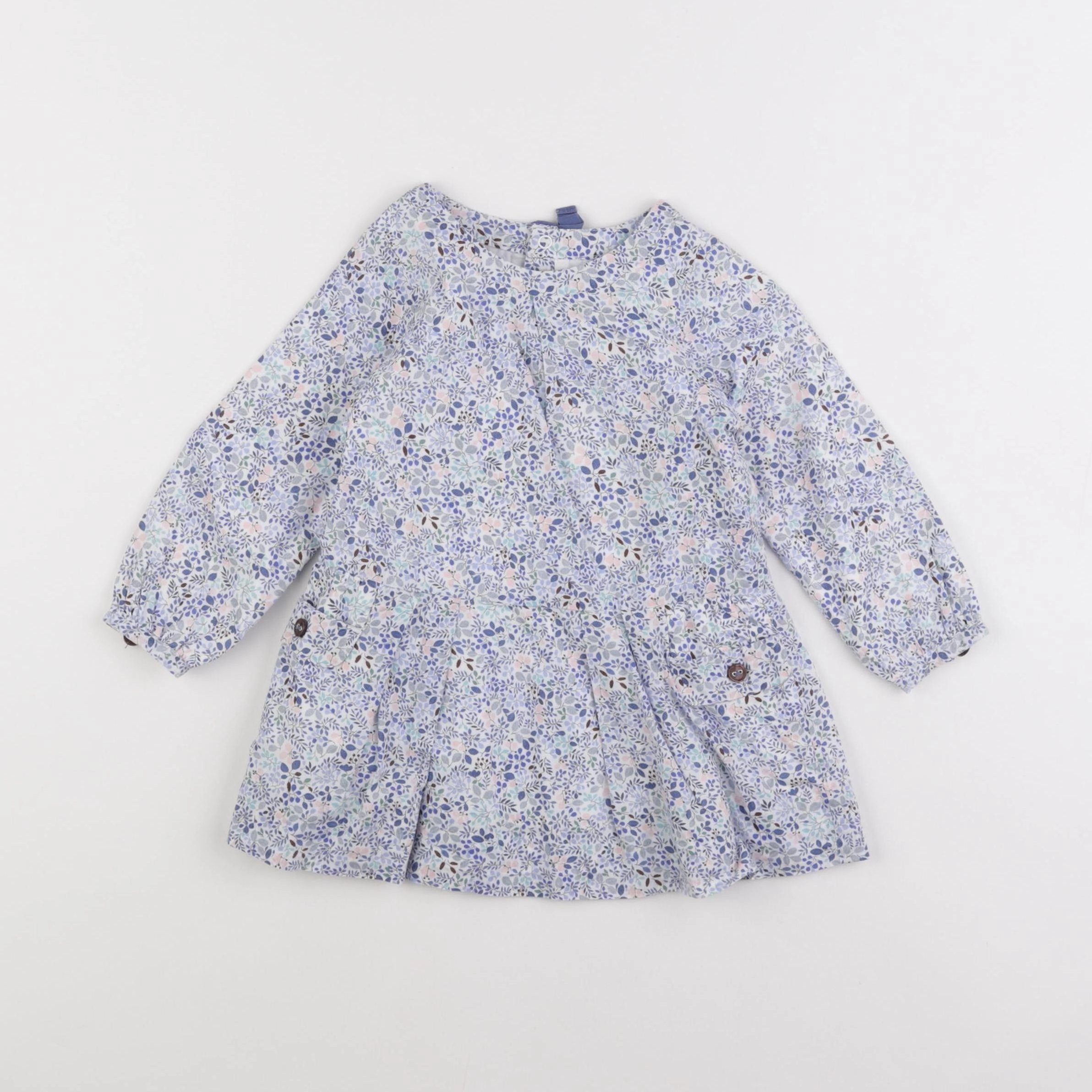 Jacadi - robe liberty blanc, bleu - 12 mois