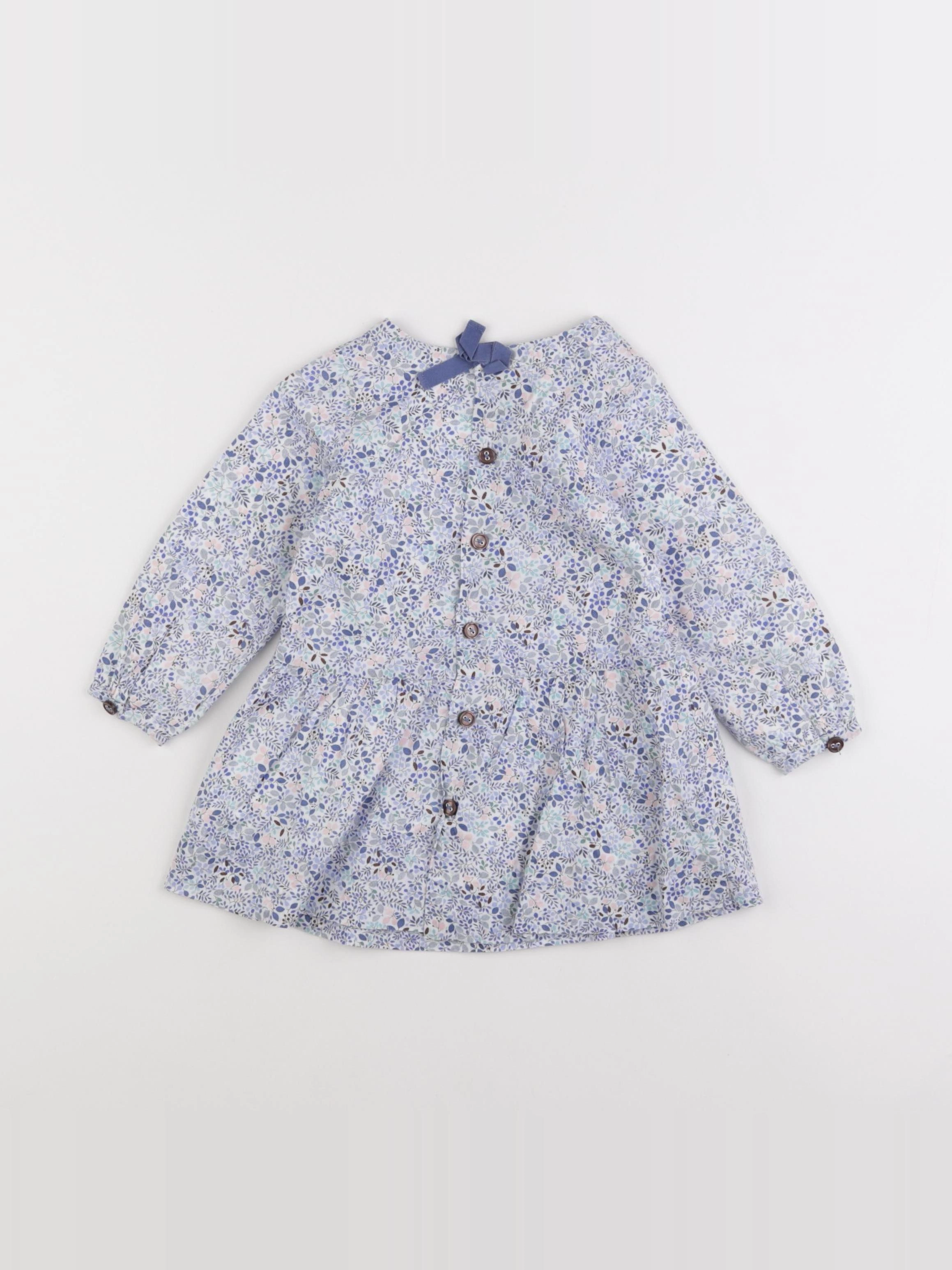 Jacadi - robe liberty blanc, bleu - 12 mois