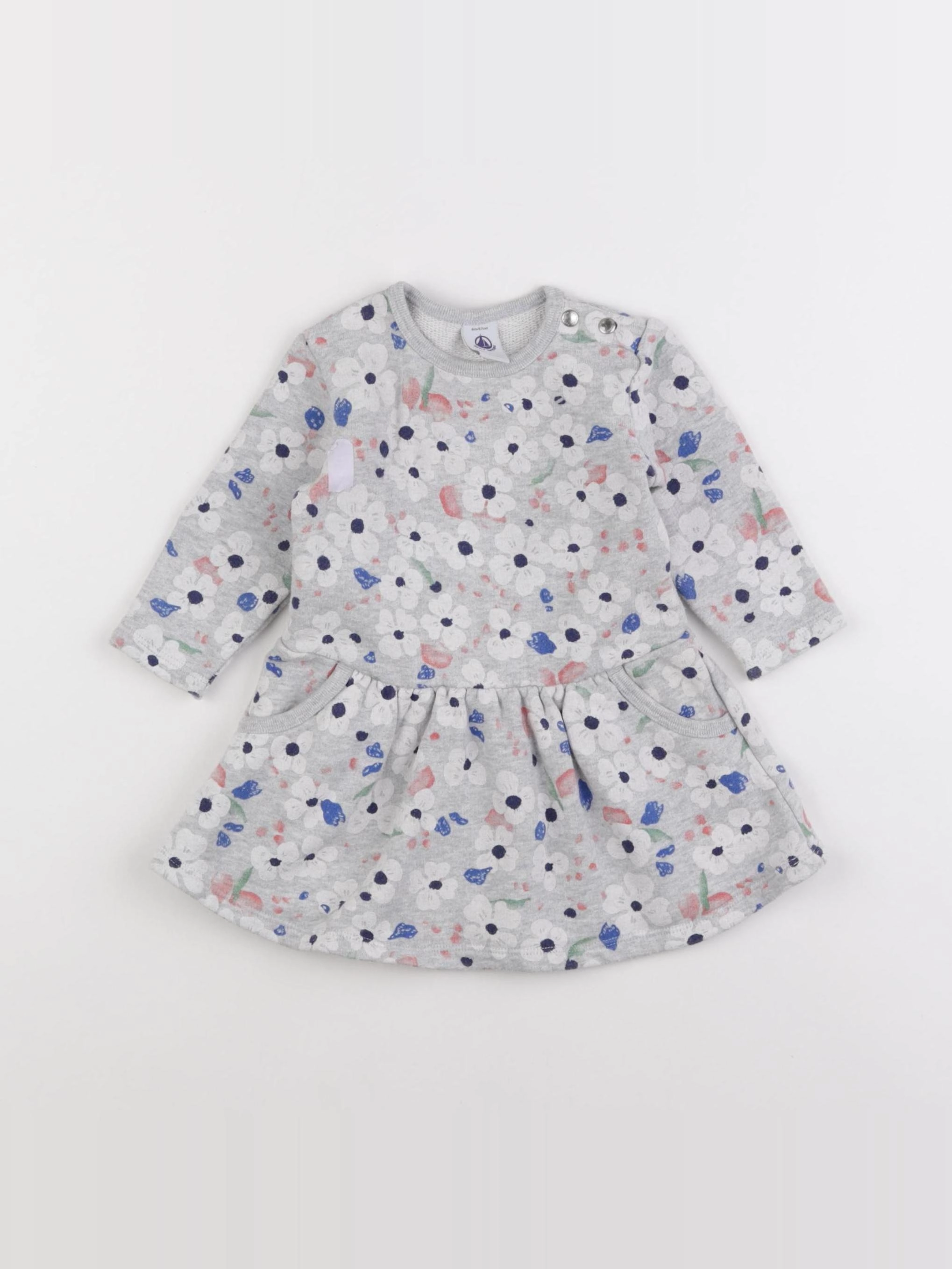 Petit Bateau - robe gris - 6 mois