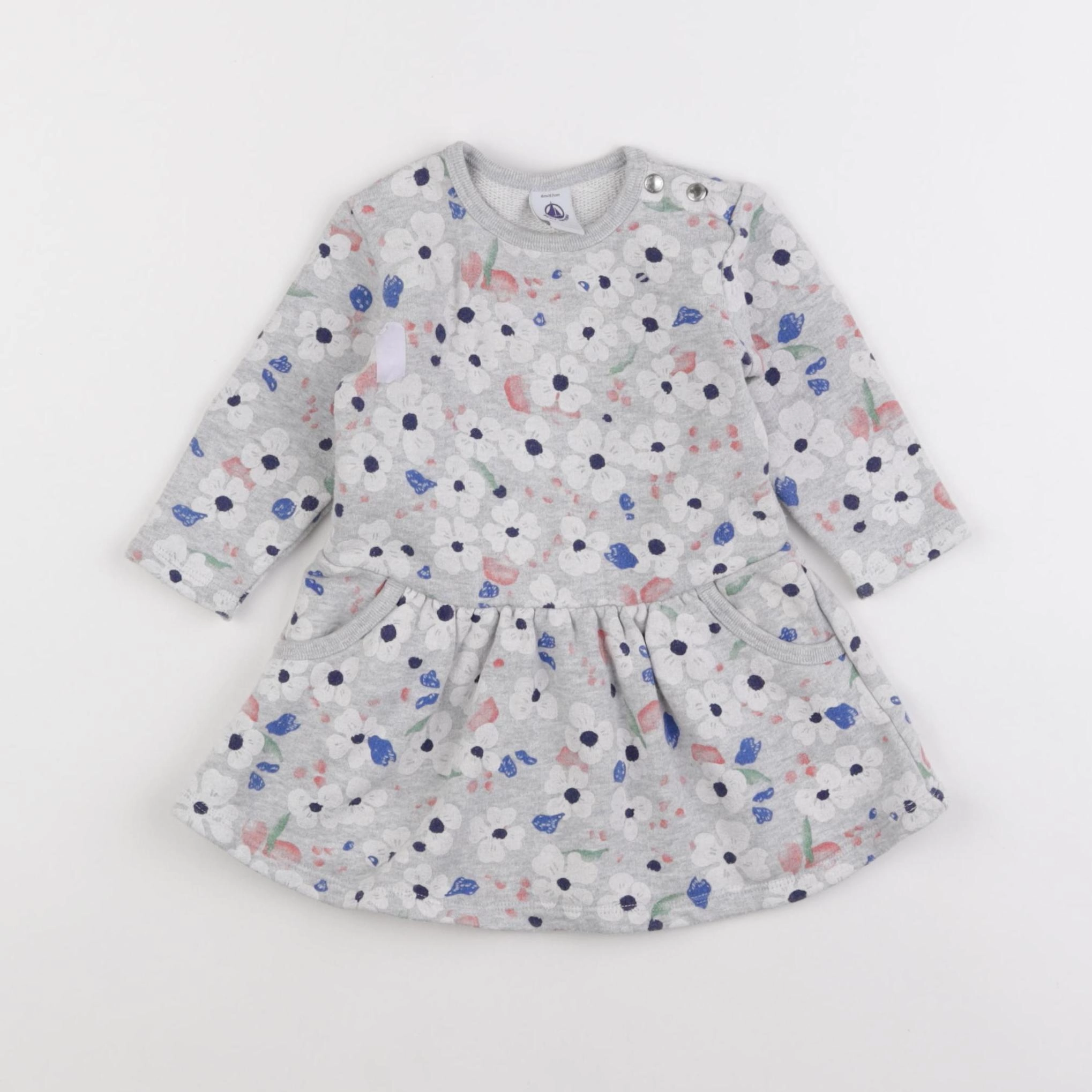 Petit Bateau - robe gris - 6 mois