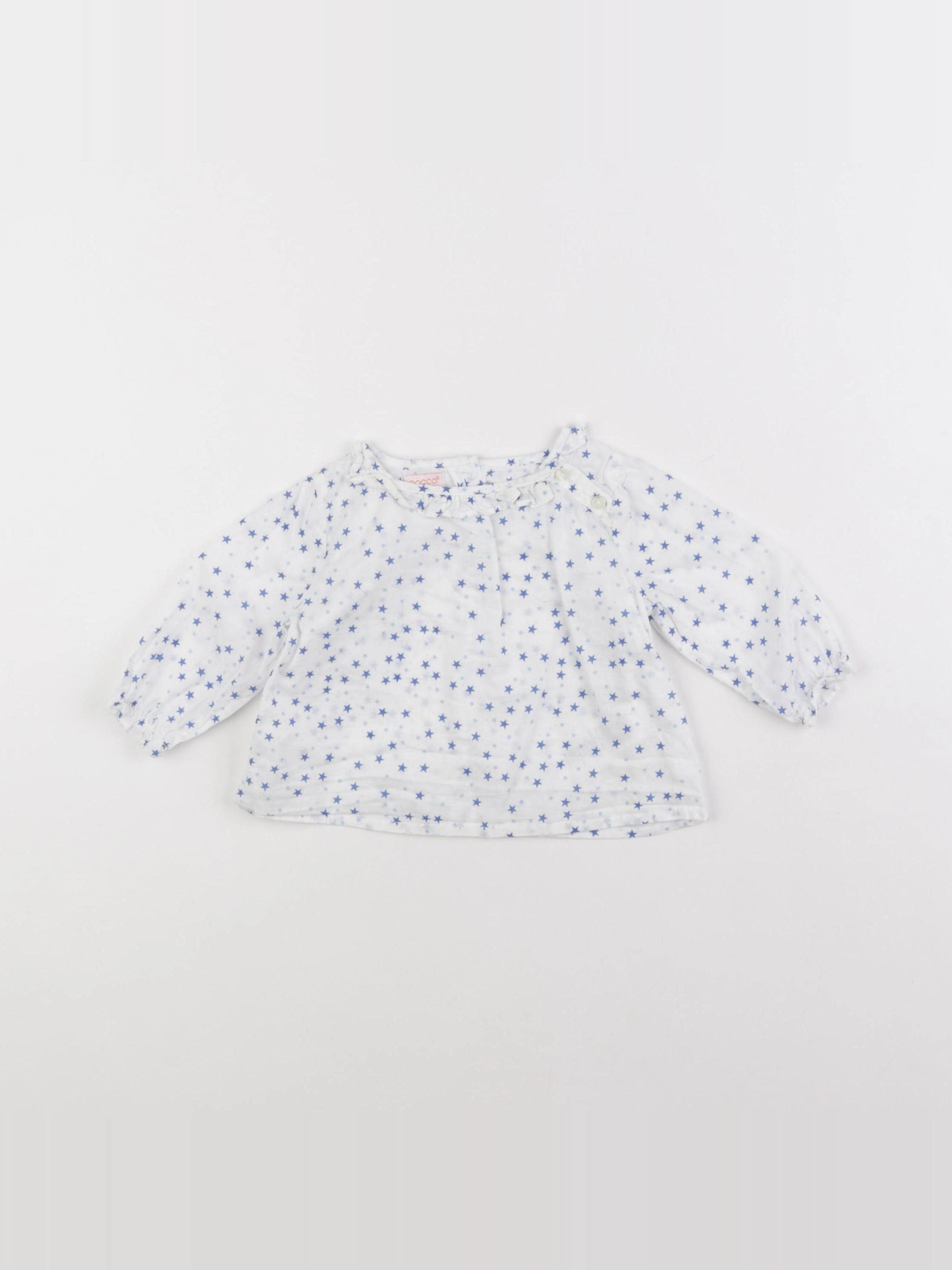 Gocco - blouse blanc, bleu - 3/6 mois
