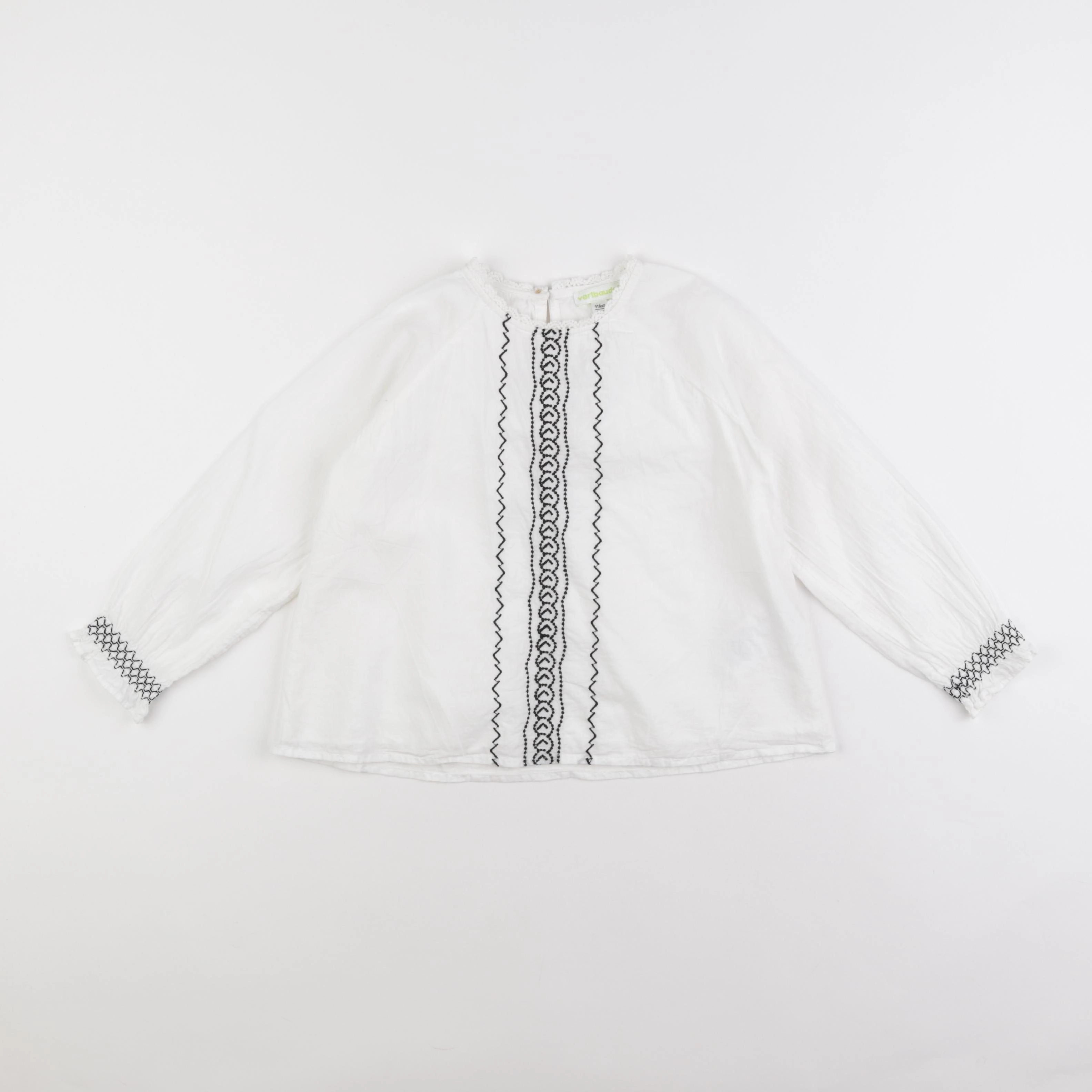Vertbaudet - blouse blanc, noir - 6 ans