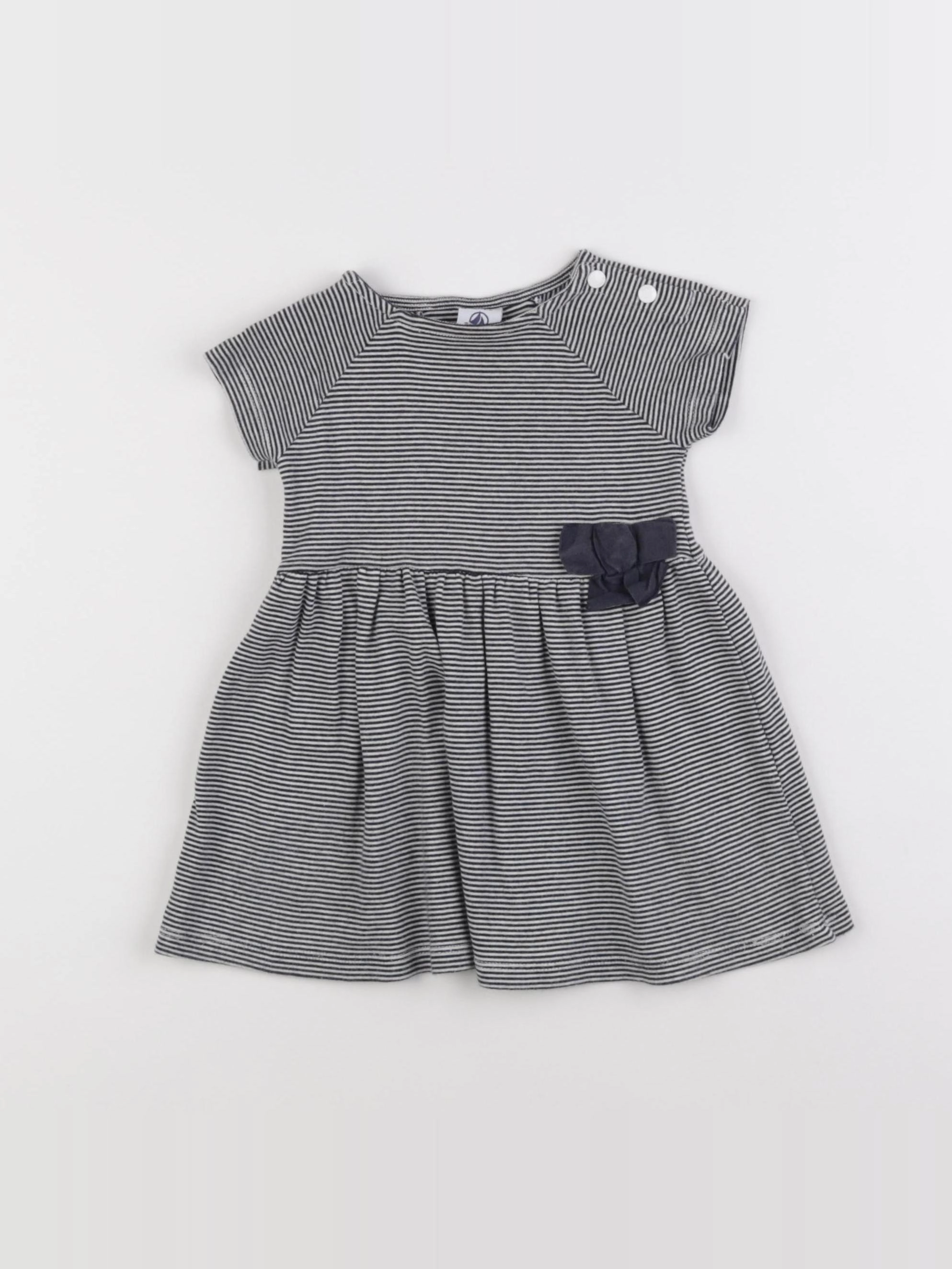 Petit Bateau - robe blanc, bleu - 12 mois