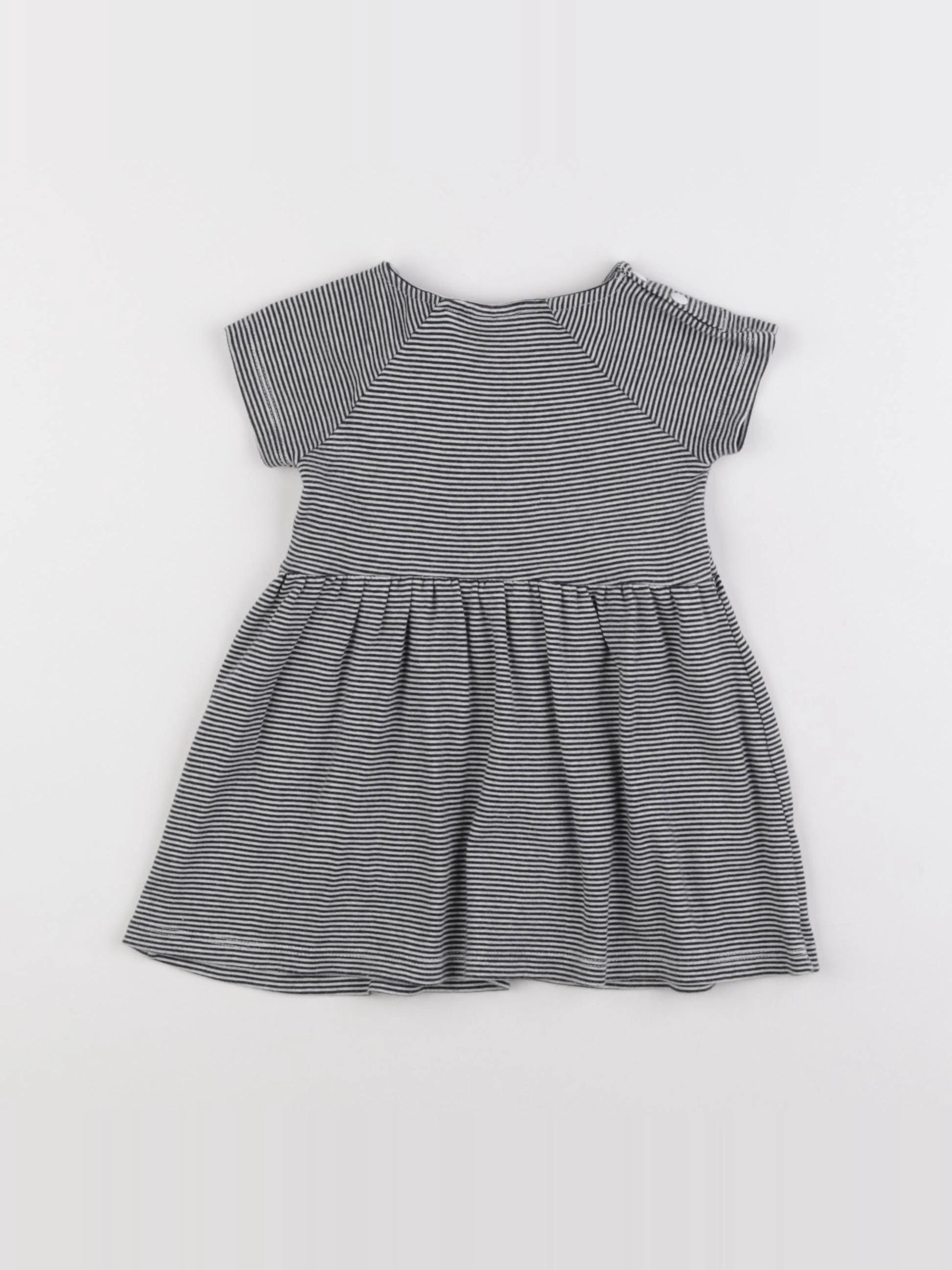 Petit Bateau - robe blanc, bleu - 12 mois