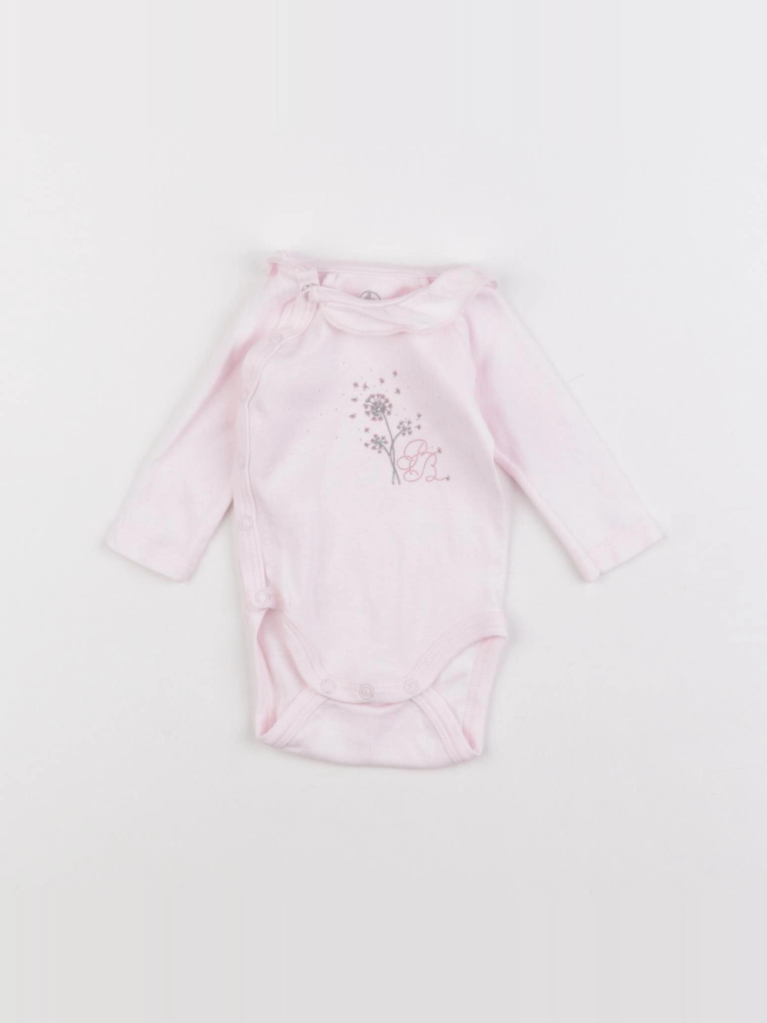 Petit Bateau - body à col rose - 0 mois