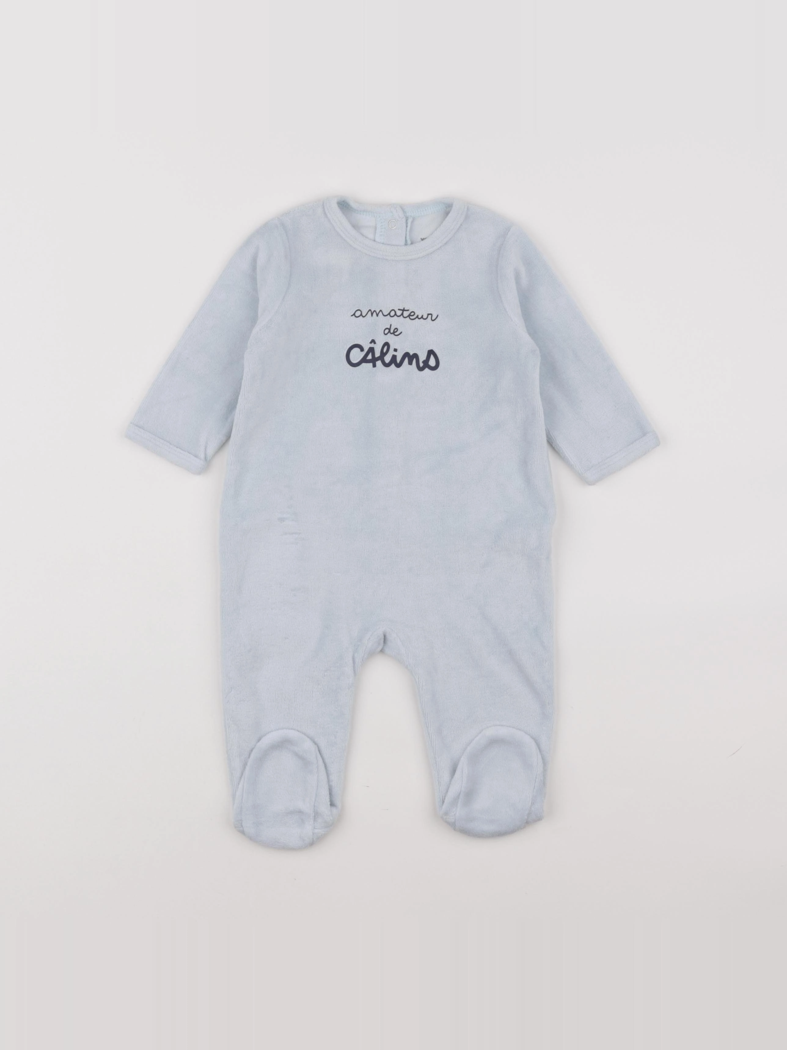 Vertbaudet - pyjama velours bleu - 6 mois