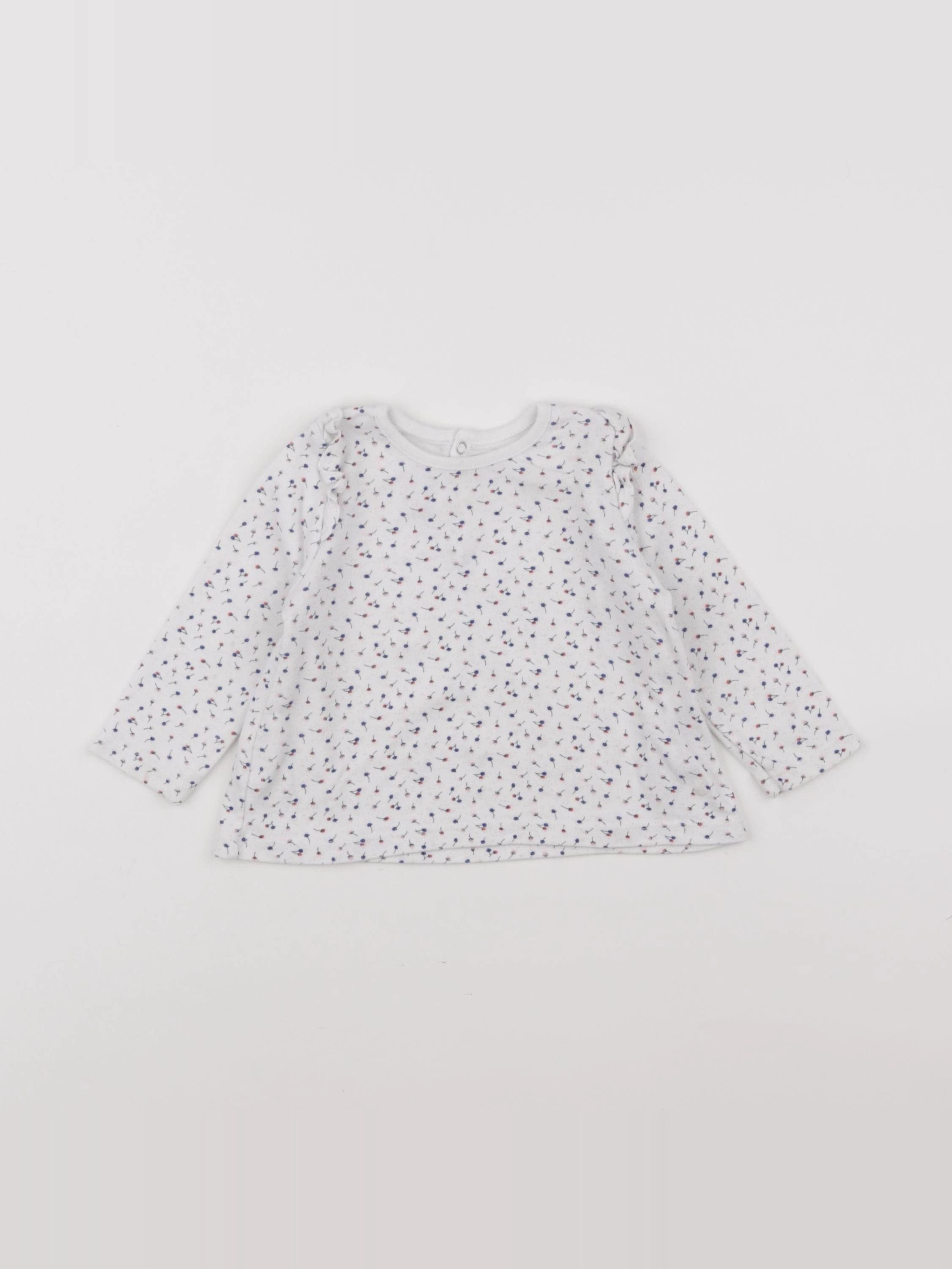 Petit Bateau - tee-shirt blanc, bleu - 12 mois