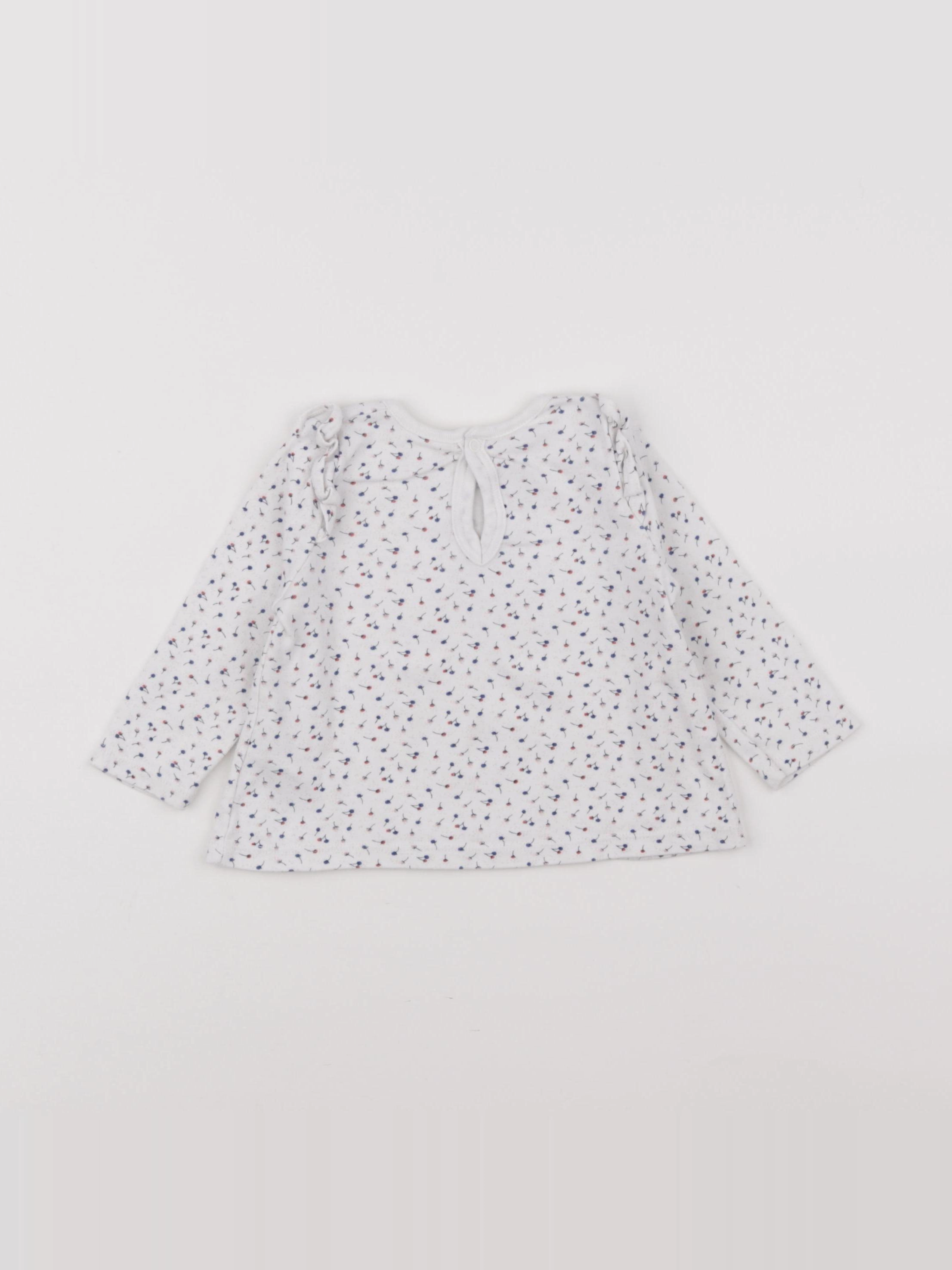 Petit Bateau - tee-shirt blanc, bleu - 12 mois