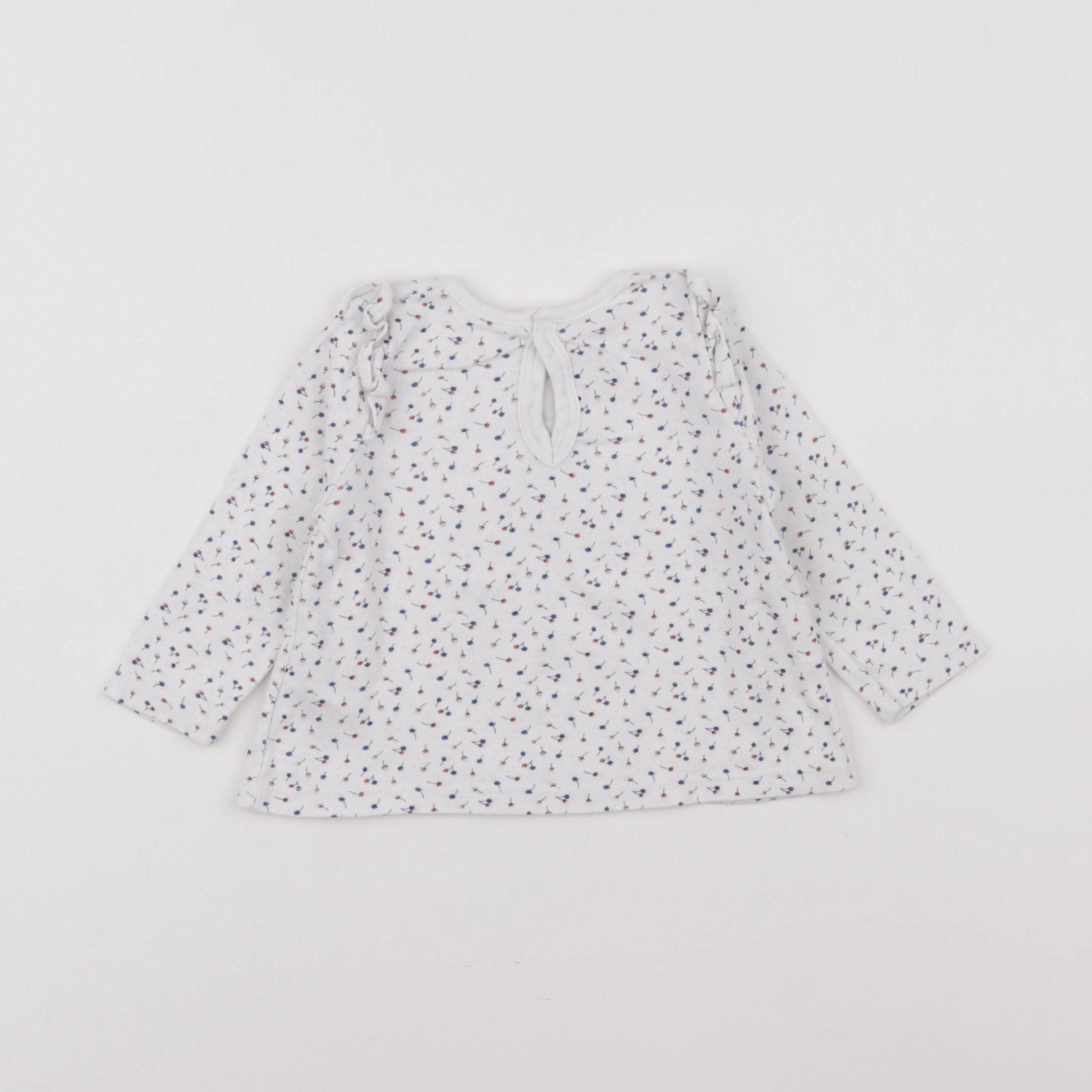 Petit Bateau - tee-shirt blanc, bleu - 12 mois