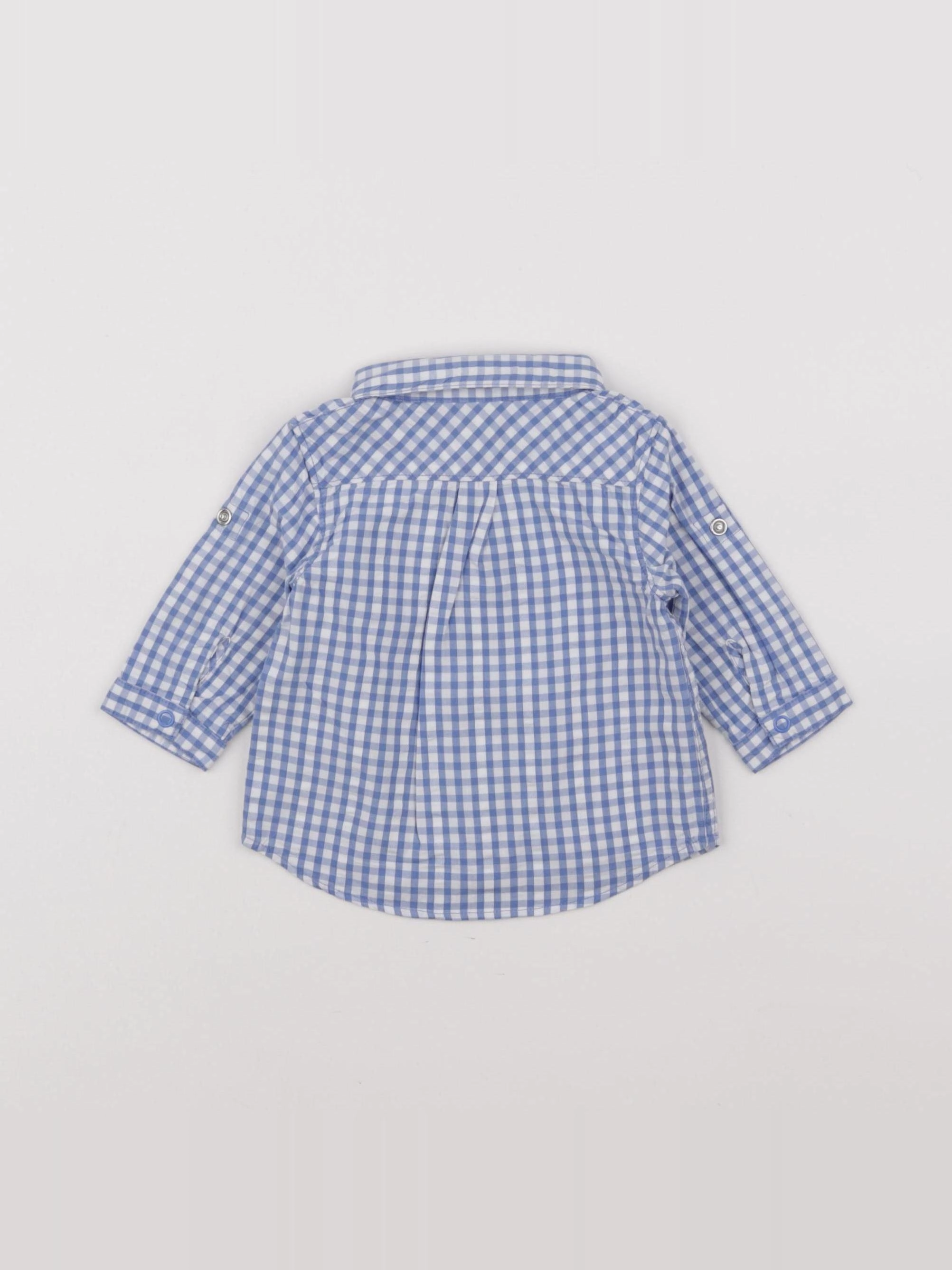Petit Bateau - chemise blanc, bleu - 3 mois