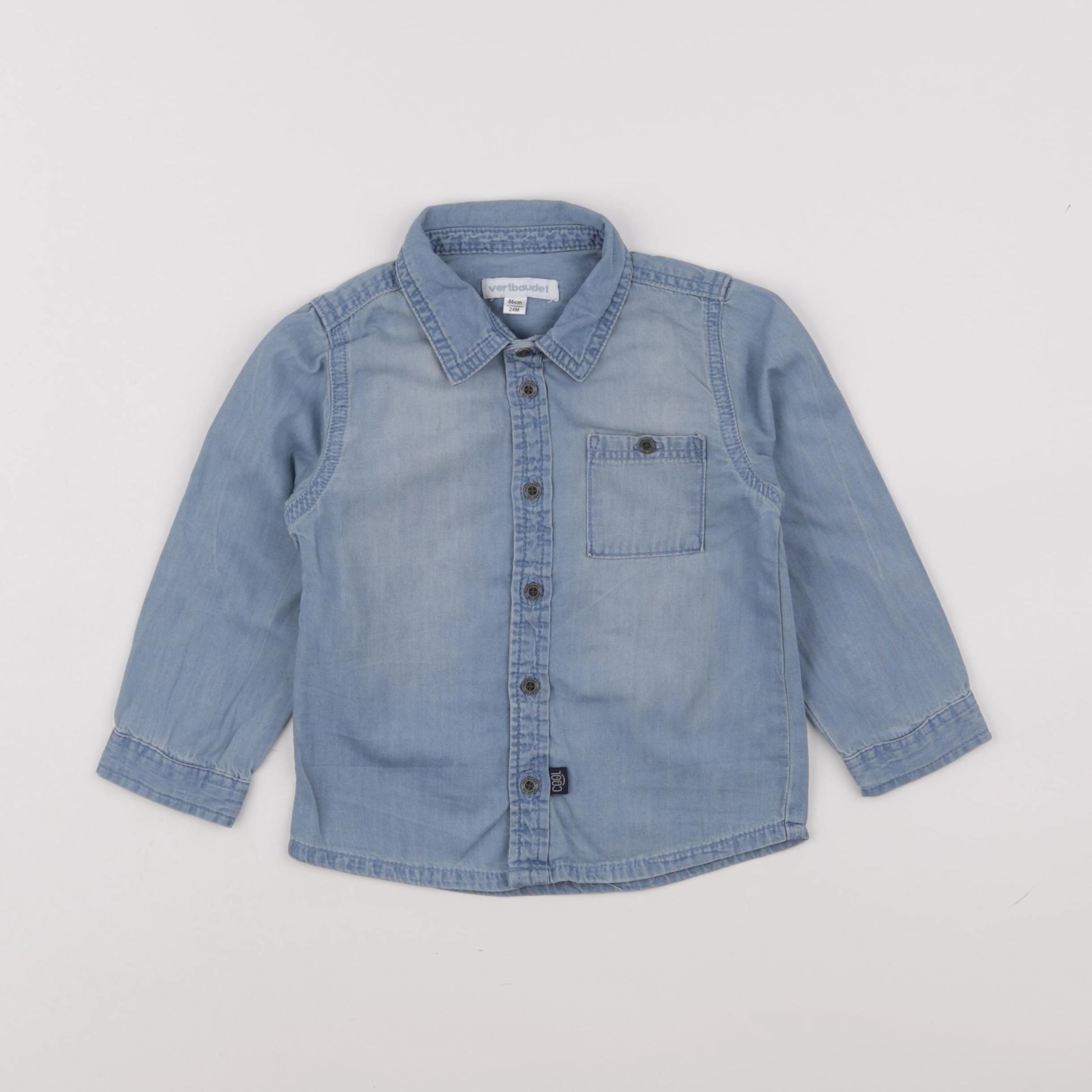 Vertbaudet - chemise bleu - 24 mois