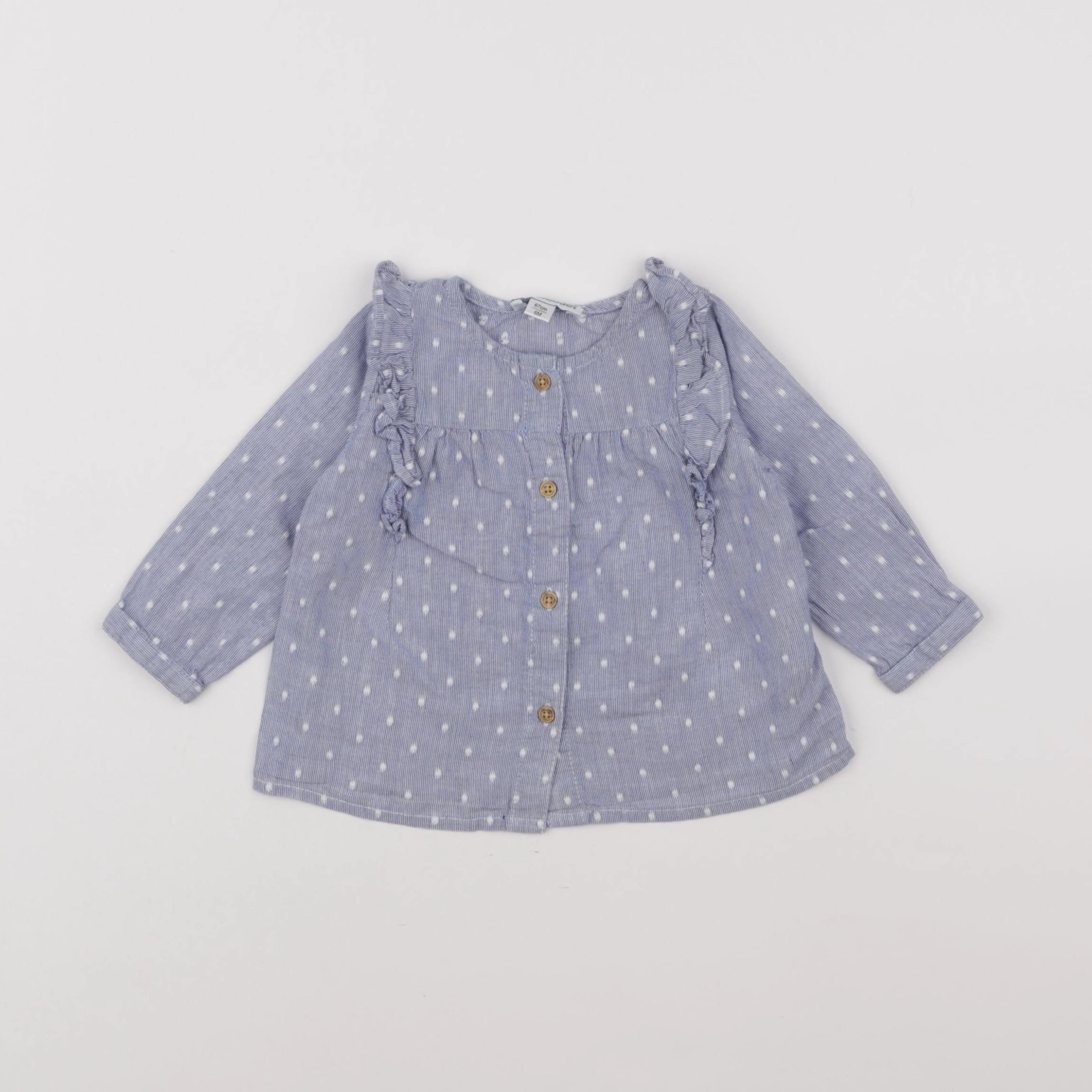 Vertbaudet - blouse blanc, bleu - 6 mois