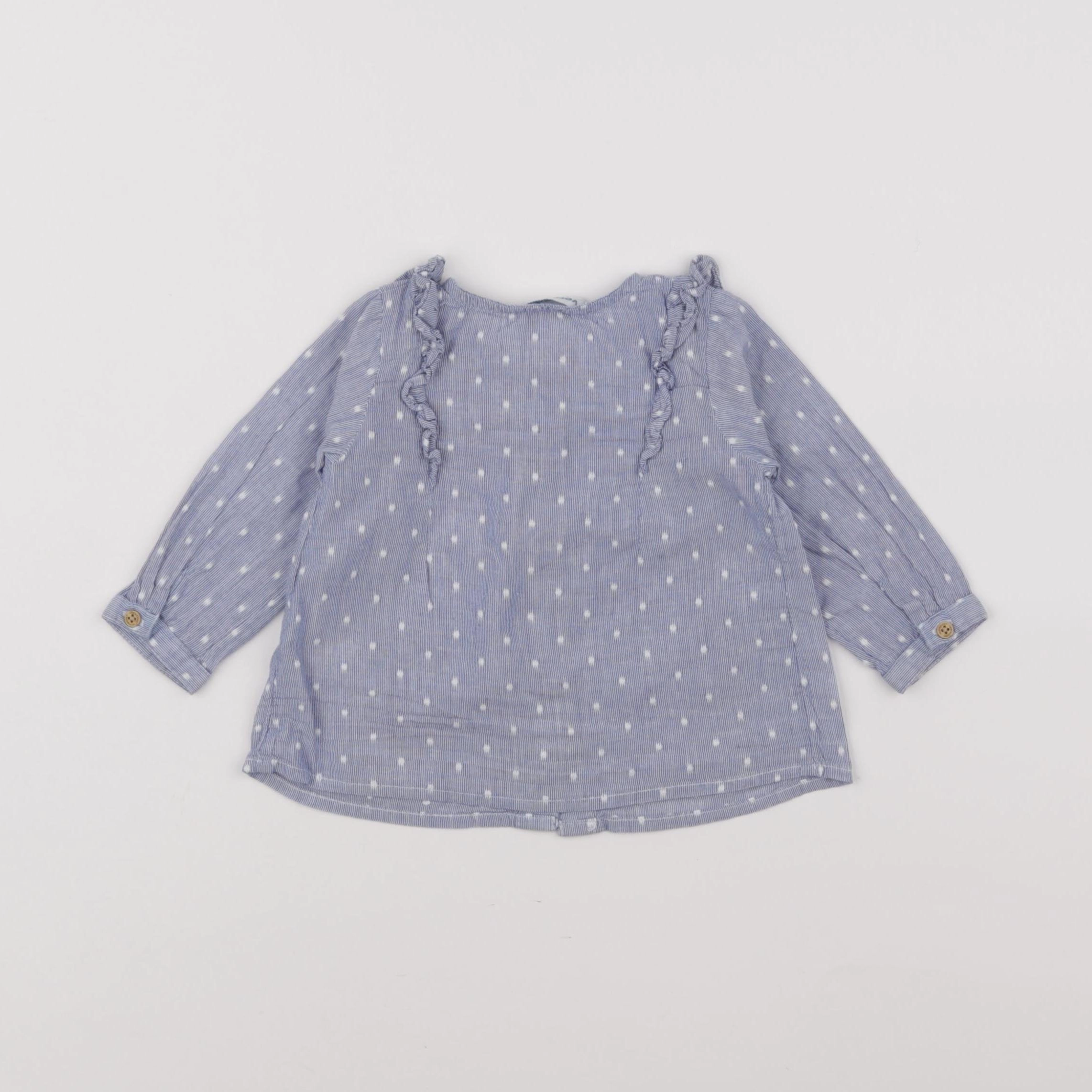 Vertbaudet - blouse blanc, bleu - 6 mois