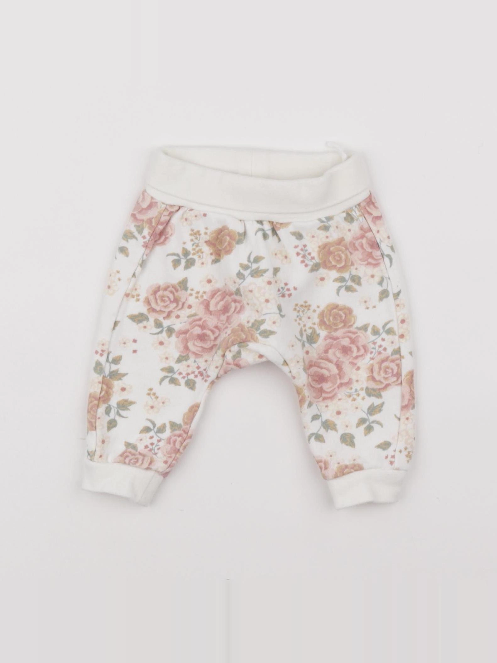 H&M - sarouel blanc, rose - 3 mois