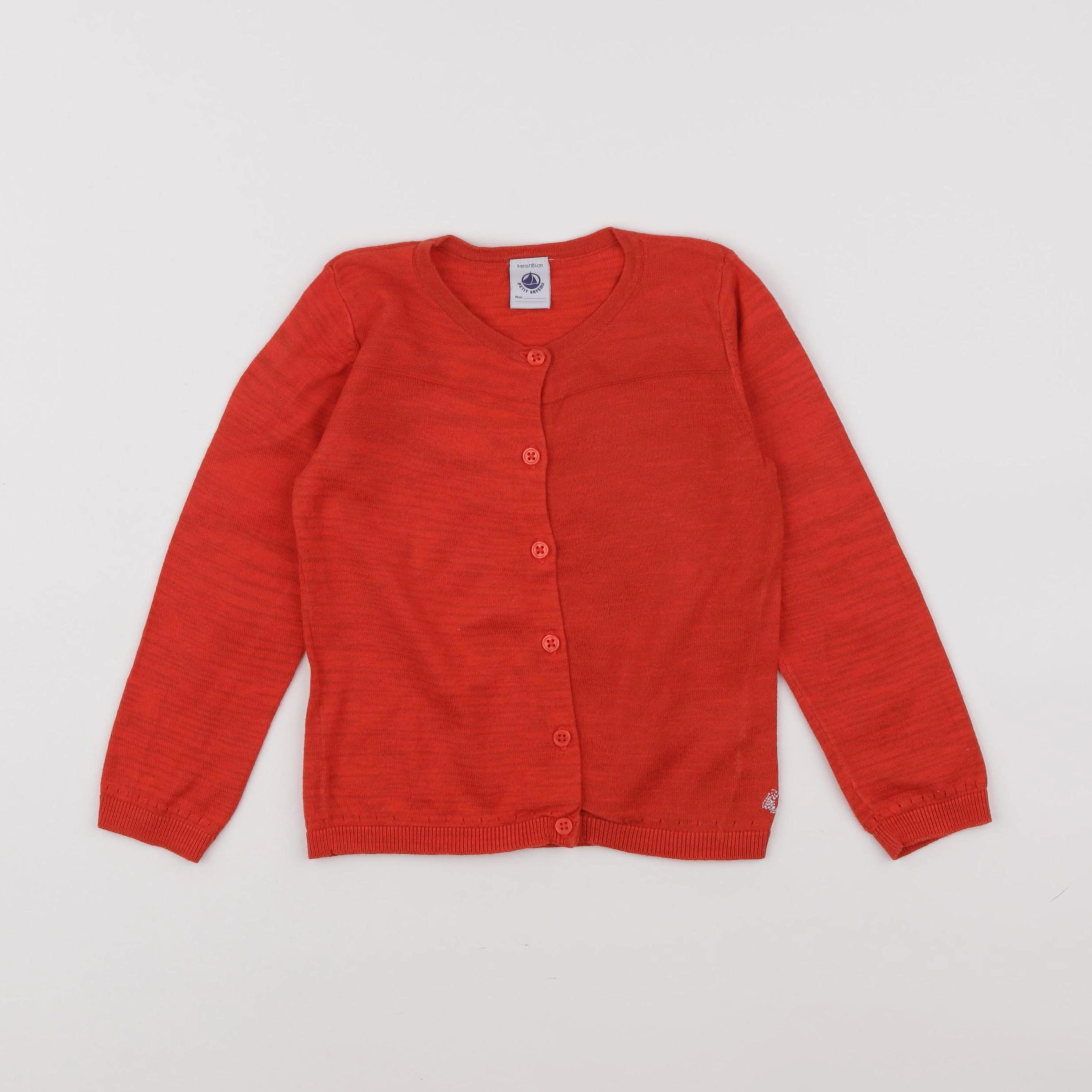 Petit Bateau - gilet rouge - 4 ans