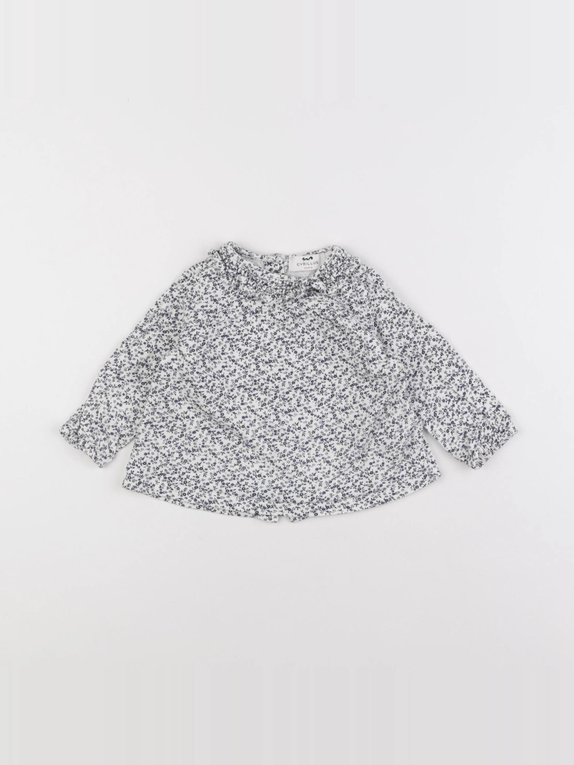 Cyrillus - blouse blanc, bleu - 12 mois